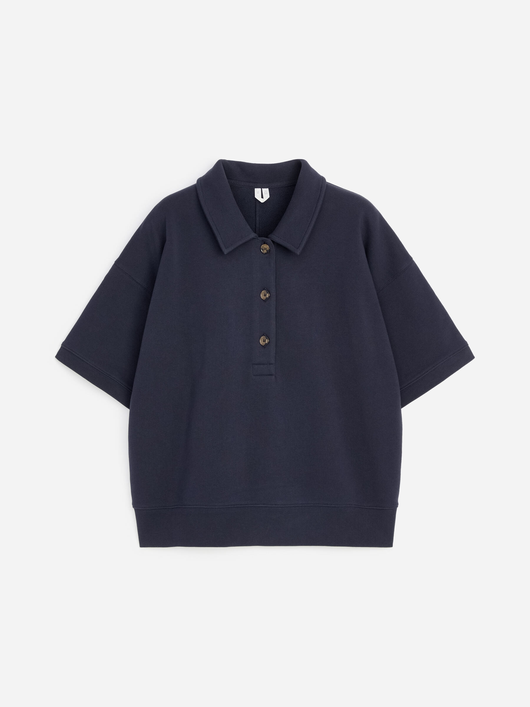 French Terry Polo Sweatshirt - Navy - Regular fit - Women - StillMedia/DescriptiveStillLife - 1