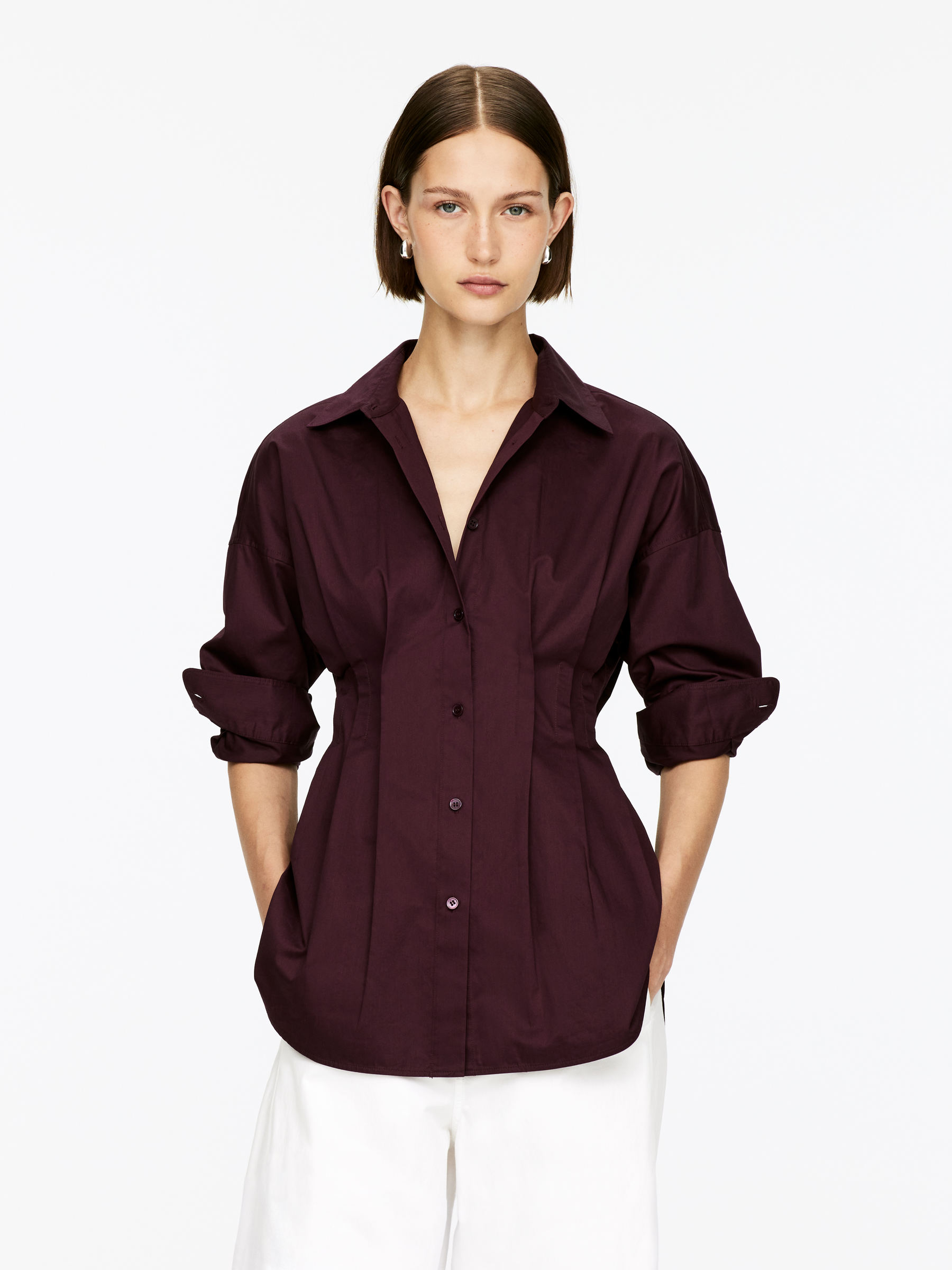 Pleated Blouse-#45282F-16010