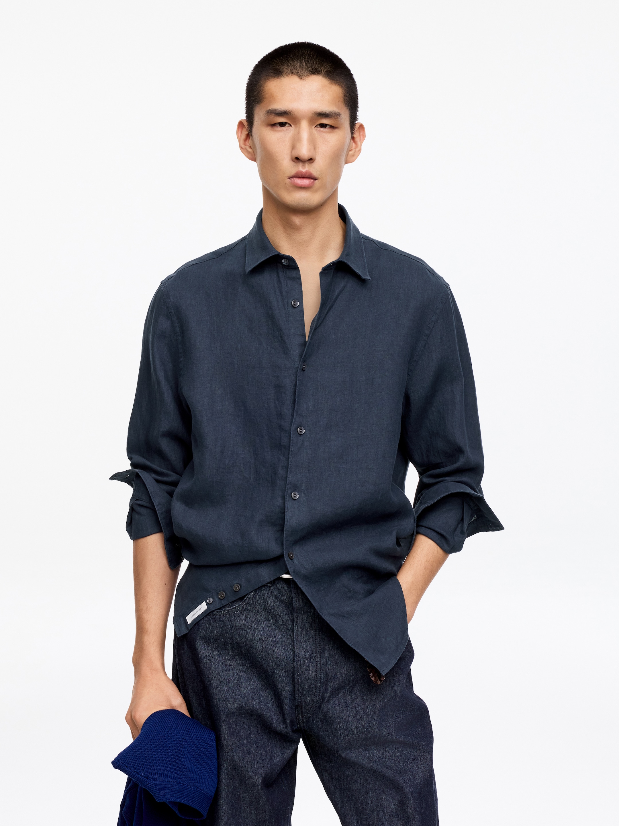 Regular Linen Shirt-#40424E-18735