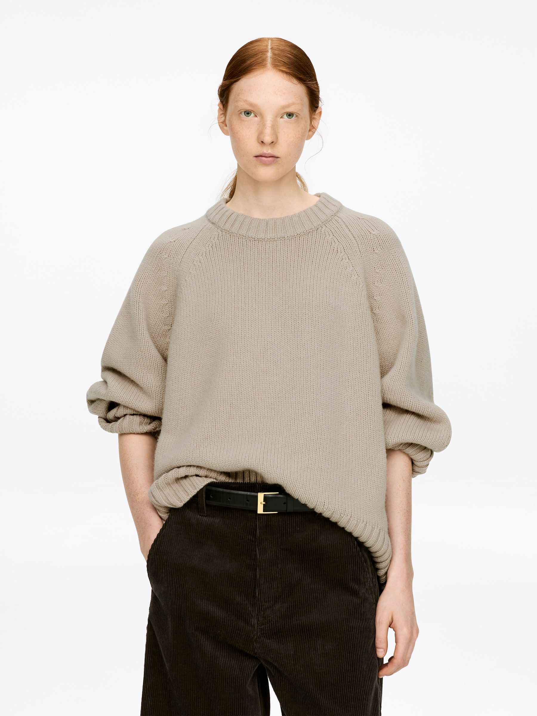 Chunky Pure Cashmere Jumper  ​-#C0BBAD-16487