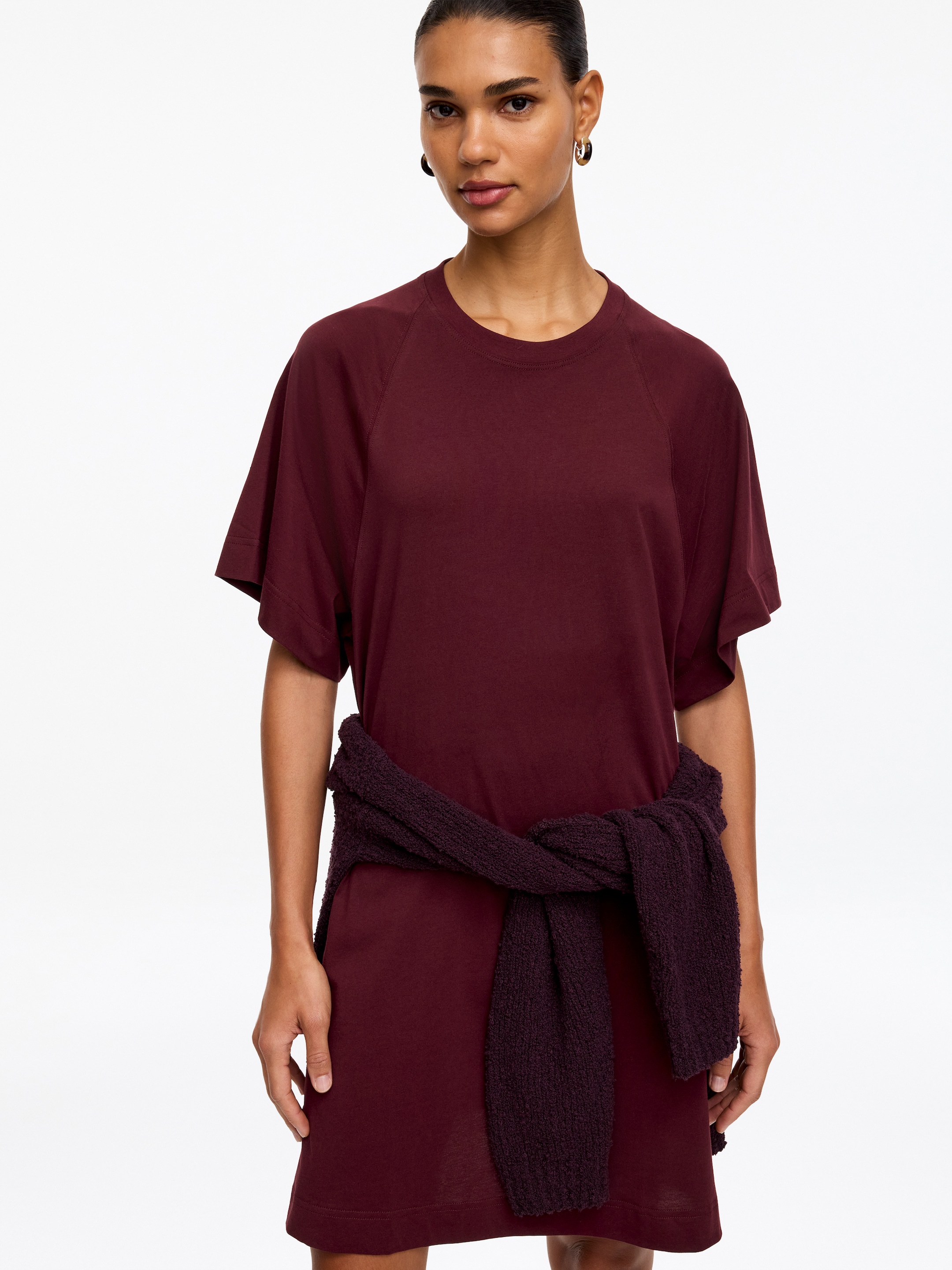 Cotton Jersey Dress - Dark red - Relaxed fit - Women - StillMedia/Lookbook - 3