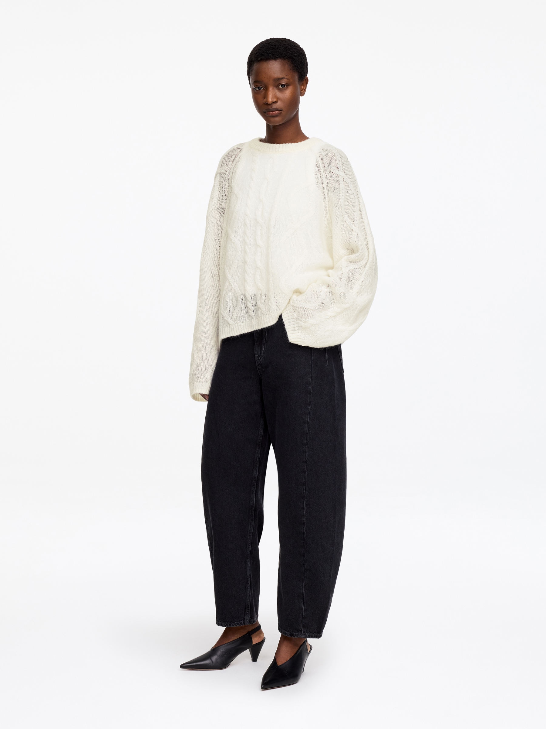 Wool-Mohair Blend Jumper - White - Loose fit - Women - StillMedia/Lookbook - 5
