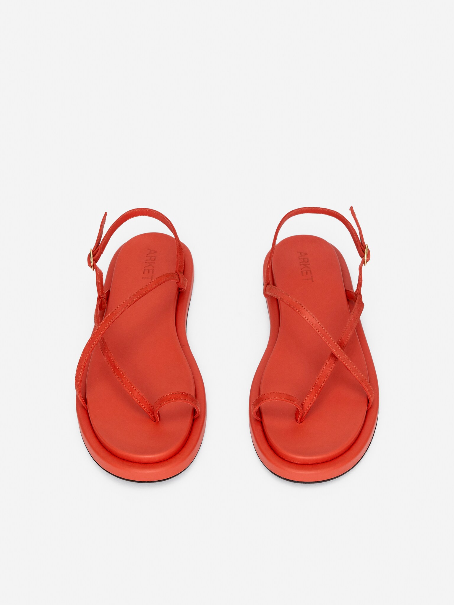 Sandales à brides en cuir - Orange/Marron - 4
