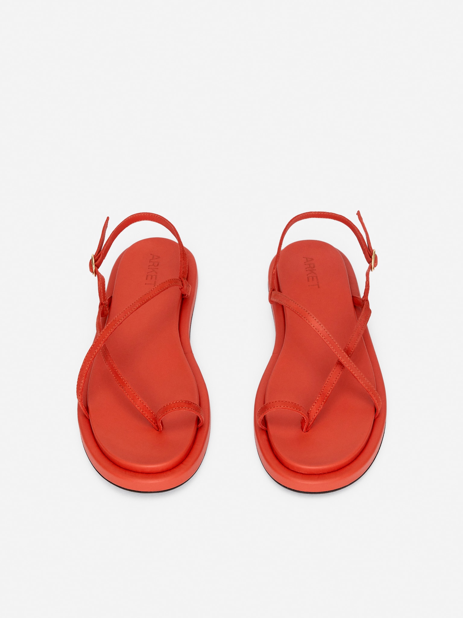 Sandales à brides en cuir - Orange/Marron - 6