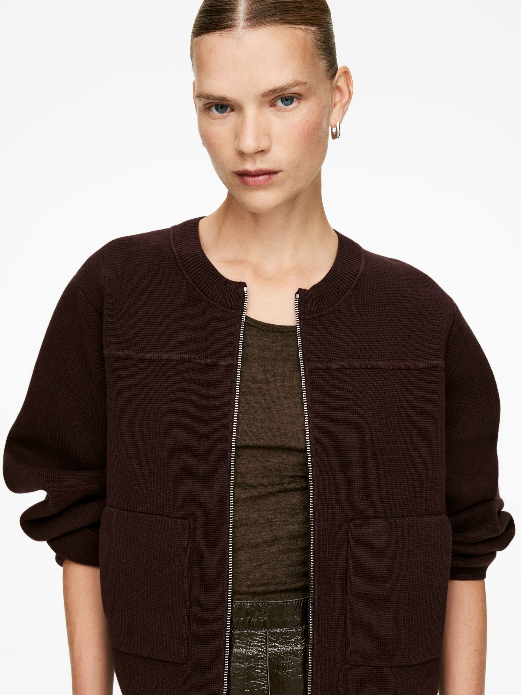 Chaqueta de algodón - Marrón oscuro - Corte holgado - Women - StillMedia/Lookbook - 4