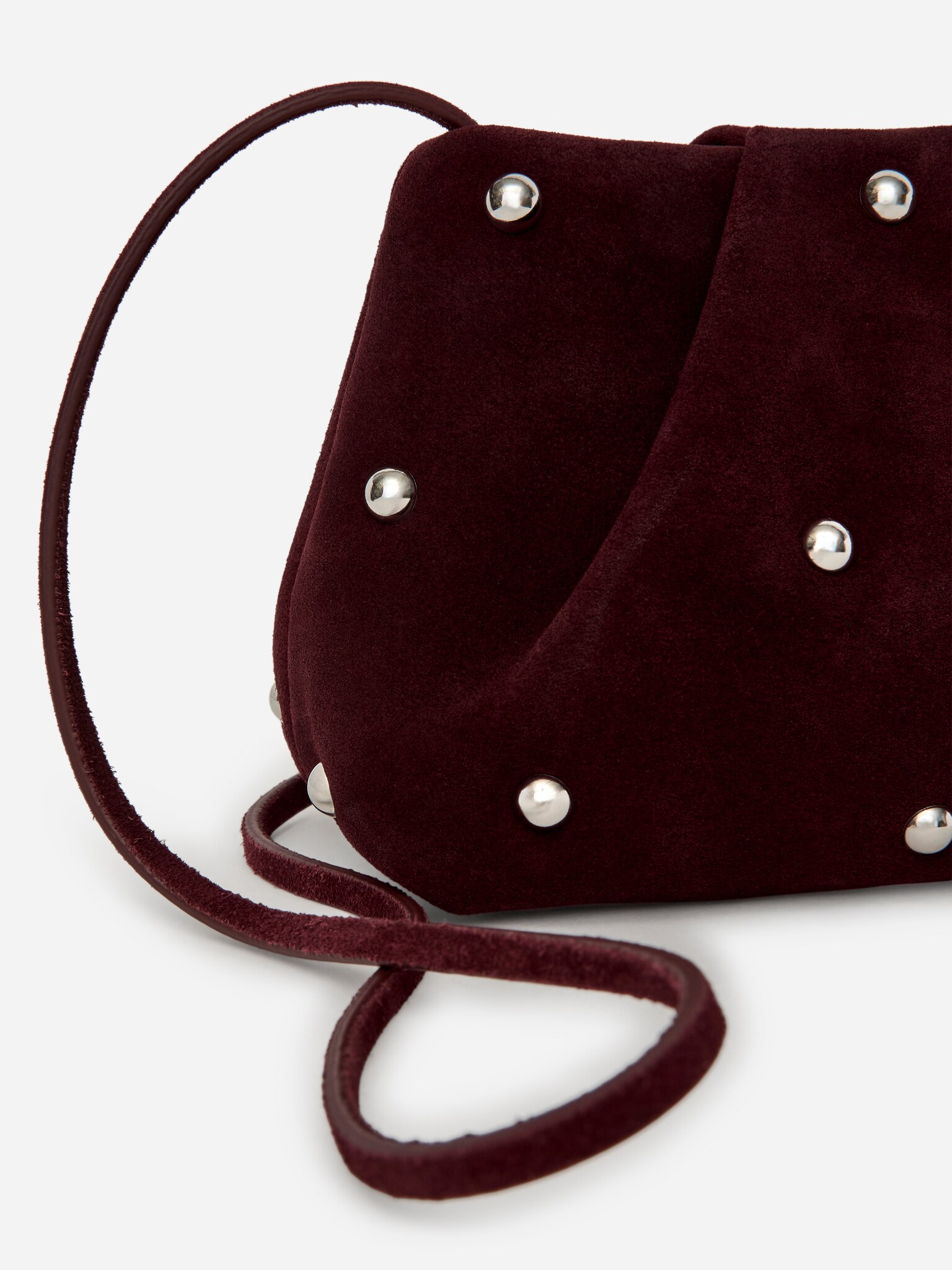Pochette cloutée en daim - Bordeaux - 4