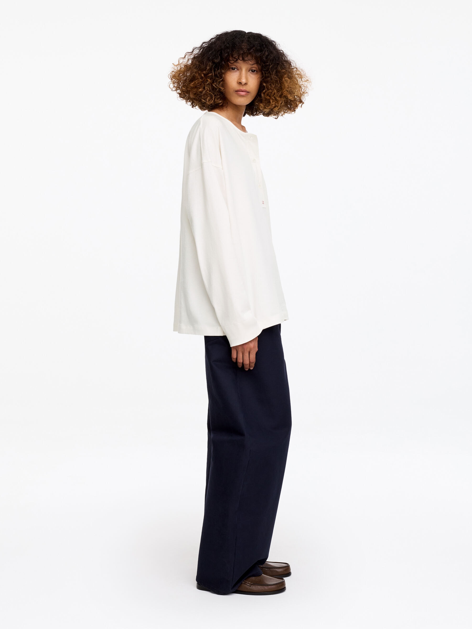 ARKET and Laila Gohar Monogram Henley - Off-White - Regular fit - Women - StillMedia/Lookbook - 6