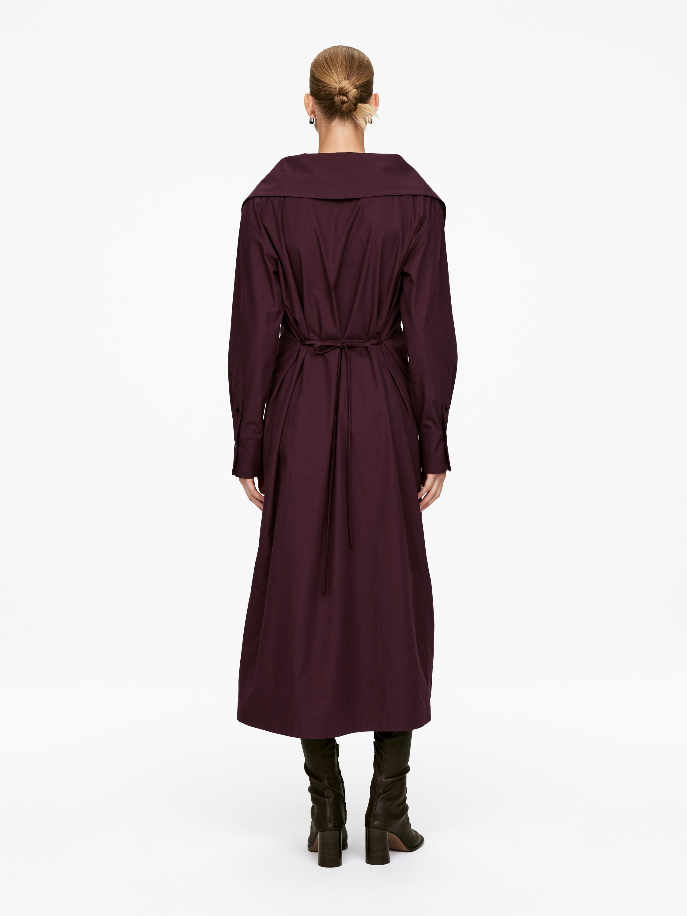 Open-Collar Dress - Dark Red - Regular fit - Women - StillMedia/Lookbook - 6