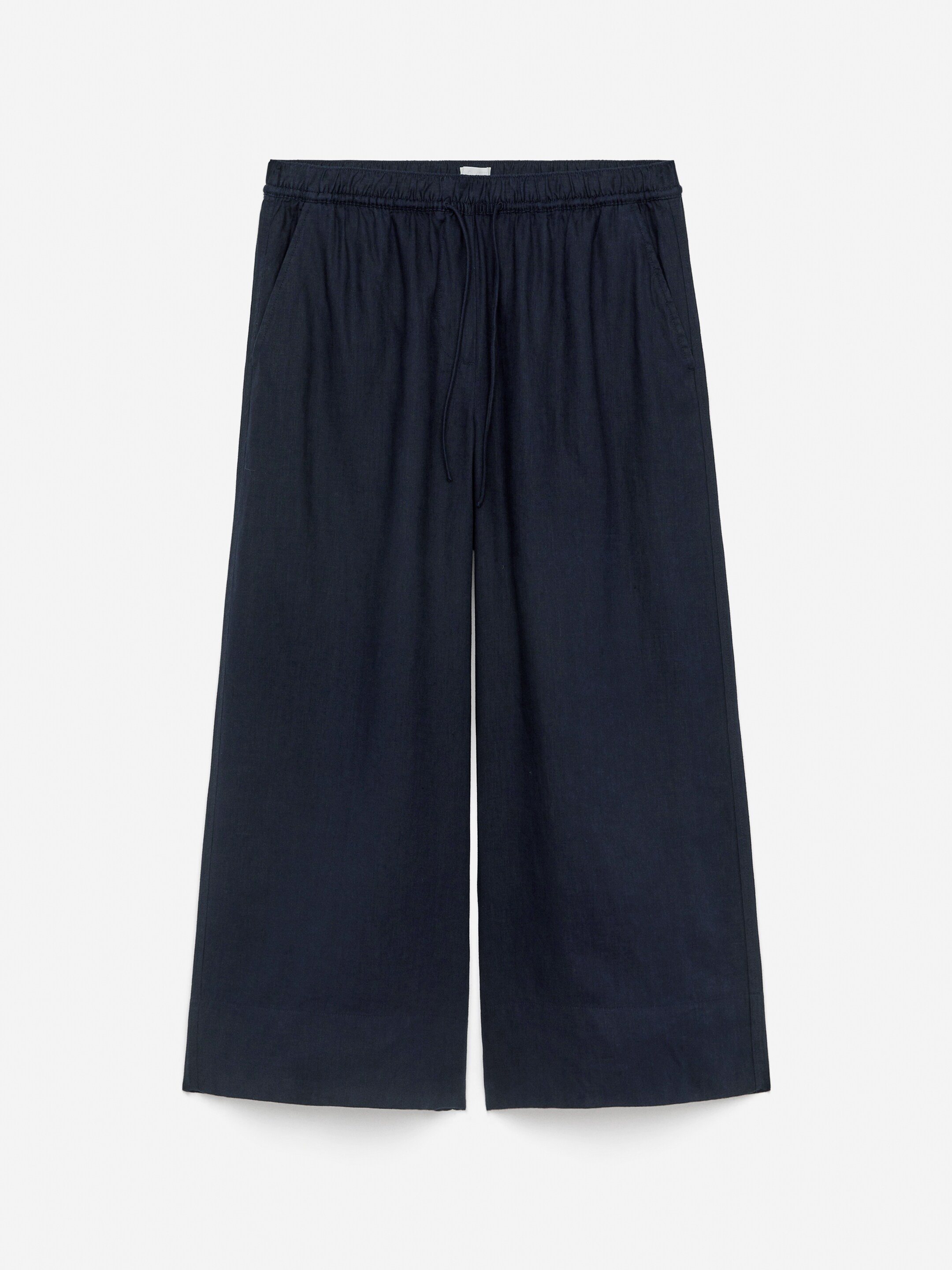 Grotere afbeelding bekijken: Cropped linnen broek - Donkerblauw - DAMES | H&M NL 1
