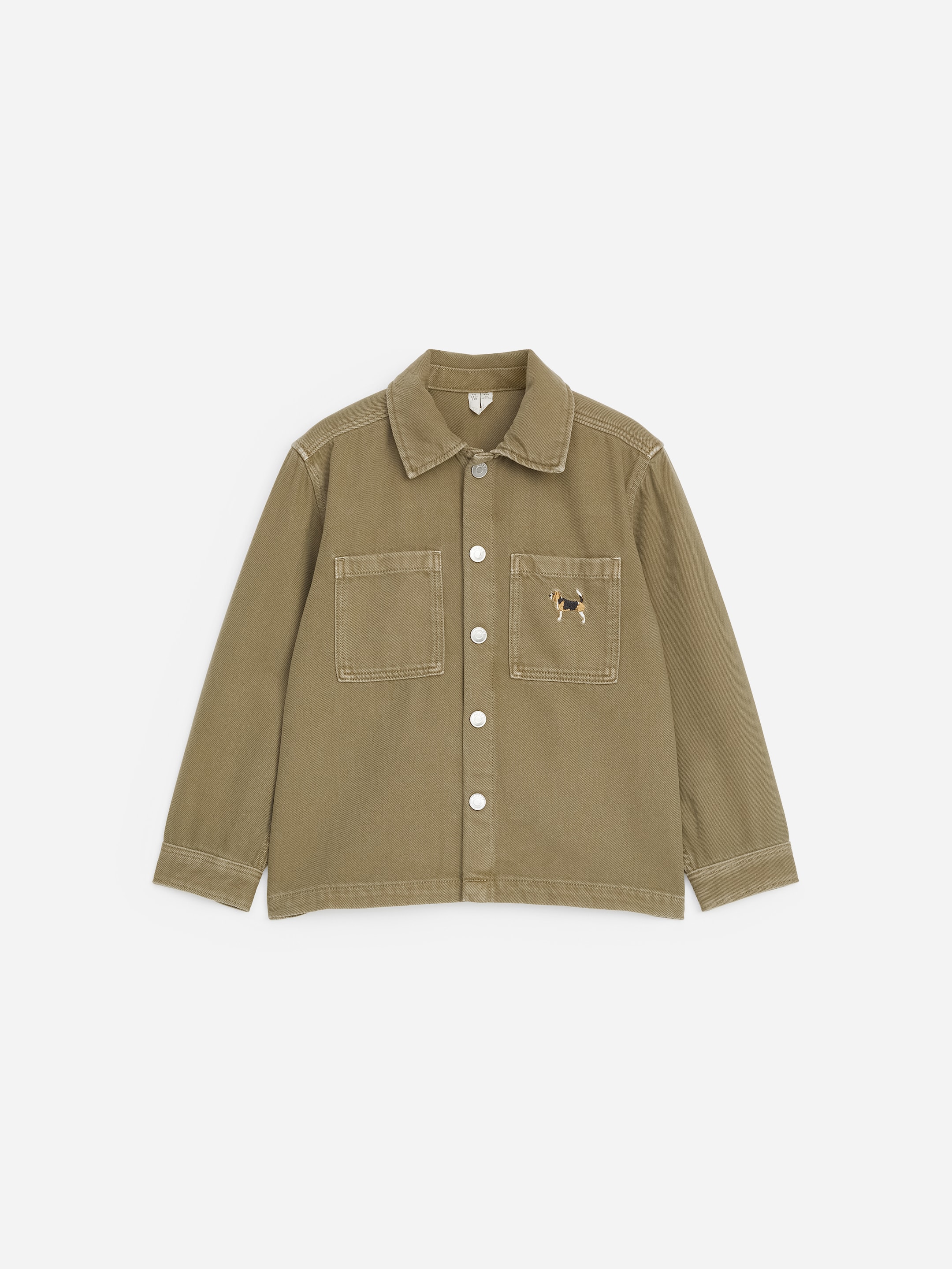 Roomy Denim Overshirt-Green-21287