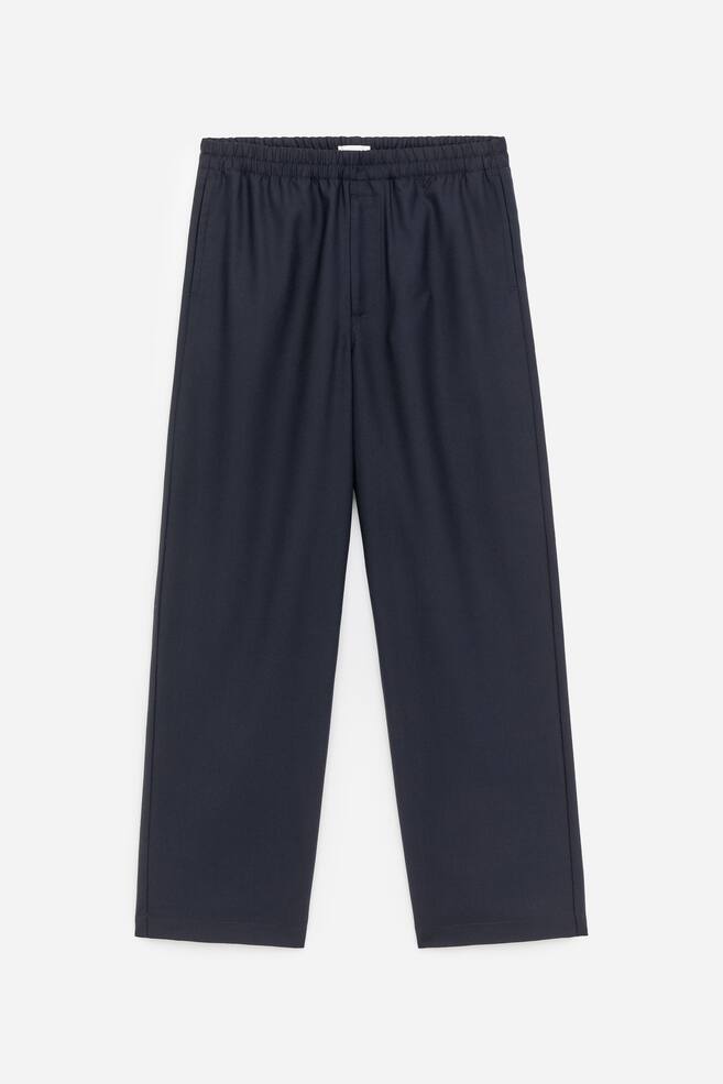 Pantalones holgados en mezcla de lana - Azul oscuro - 1