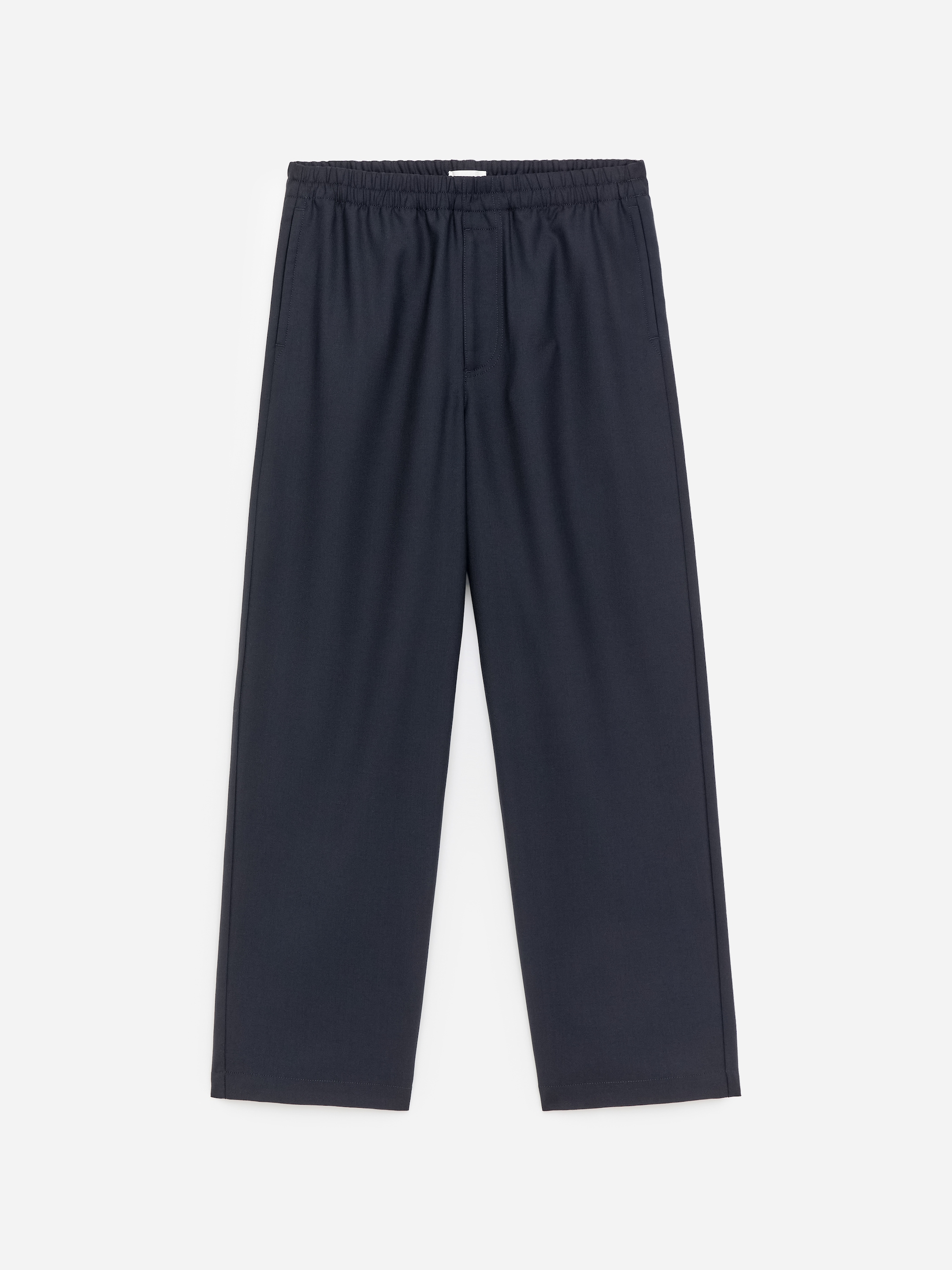 Relaxed Wool Blend Trousers-Blue-17910