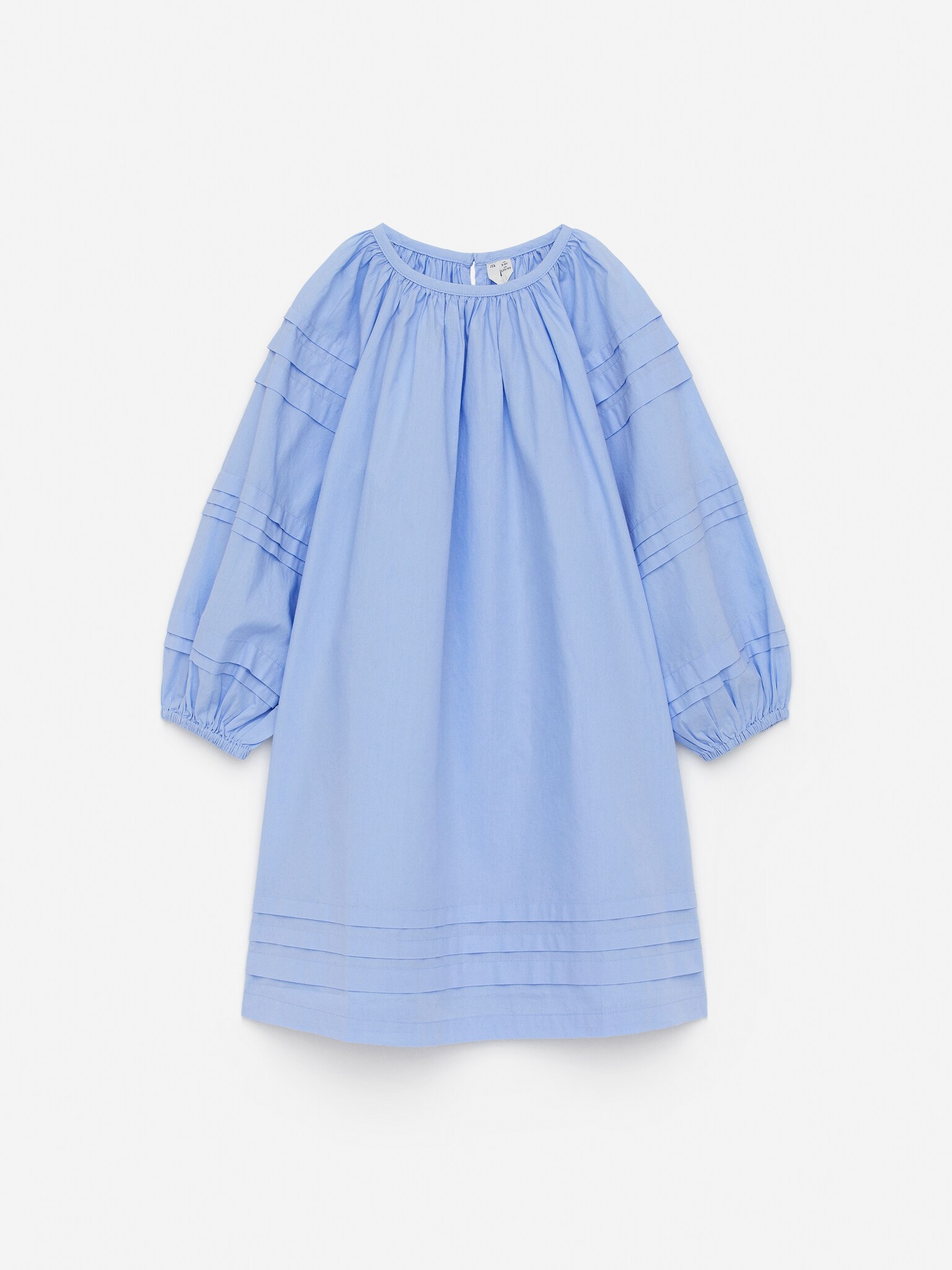 Tuck-Detail Poplin Dress - Light Blue