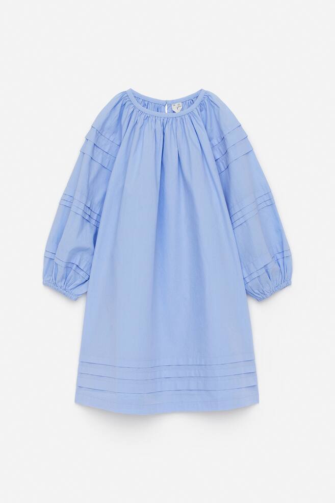 Tuck-Detail Poplin Dress - Light Blue - 1