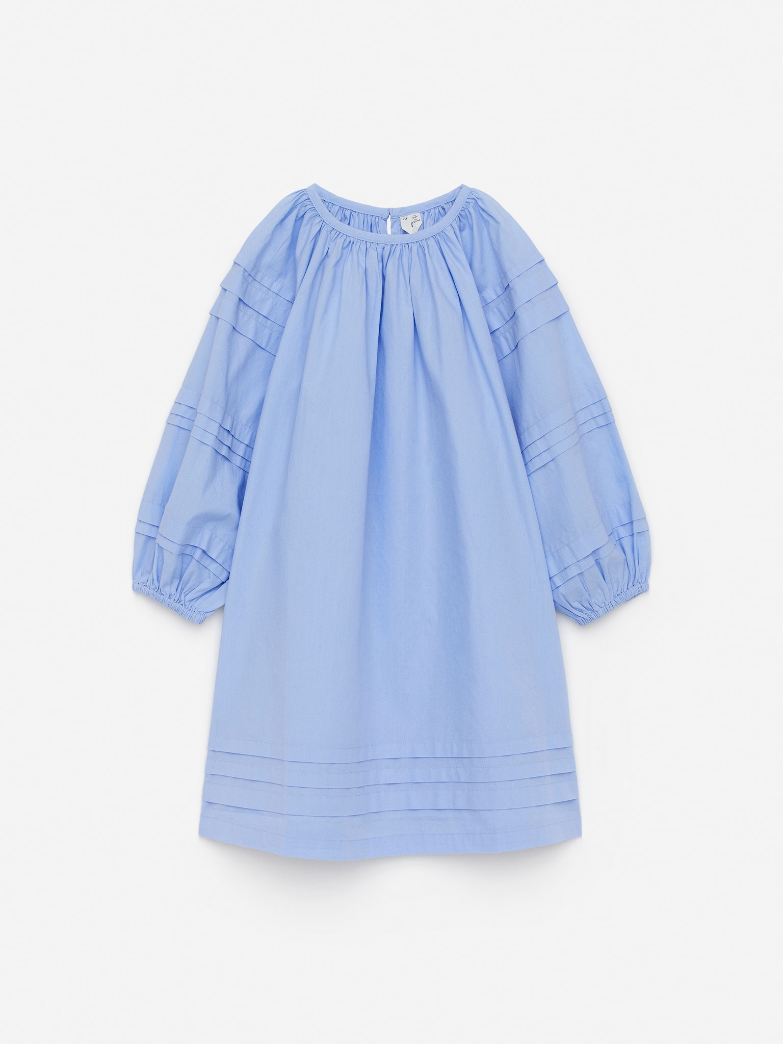 Tuck-Detail Poplin Dress - Light Blue