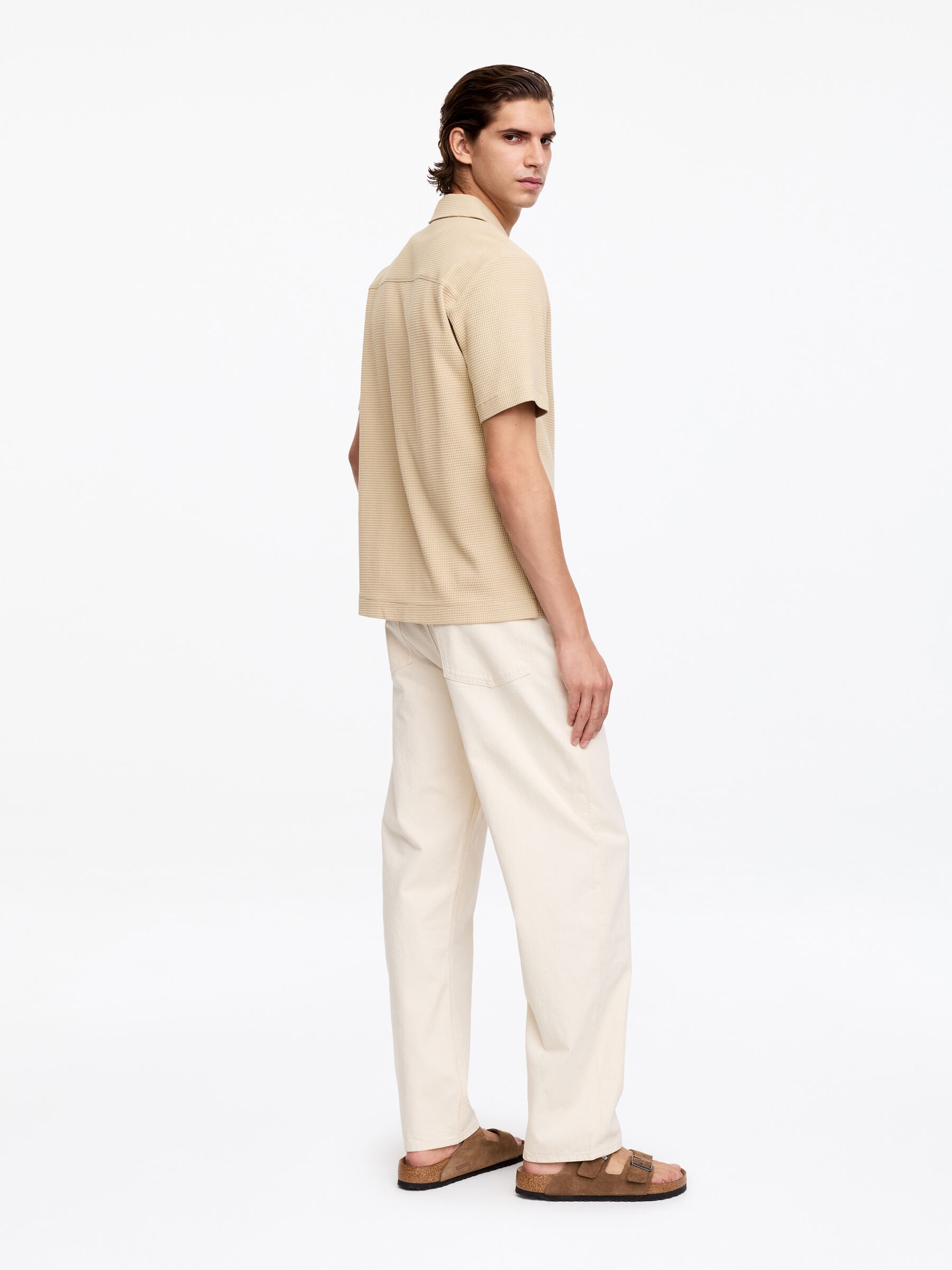Waffle Jersey Shirt - Beige - Regular fit - Men - StillMedia/Lookbook - 2