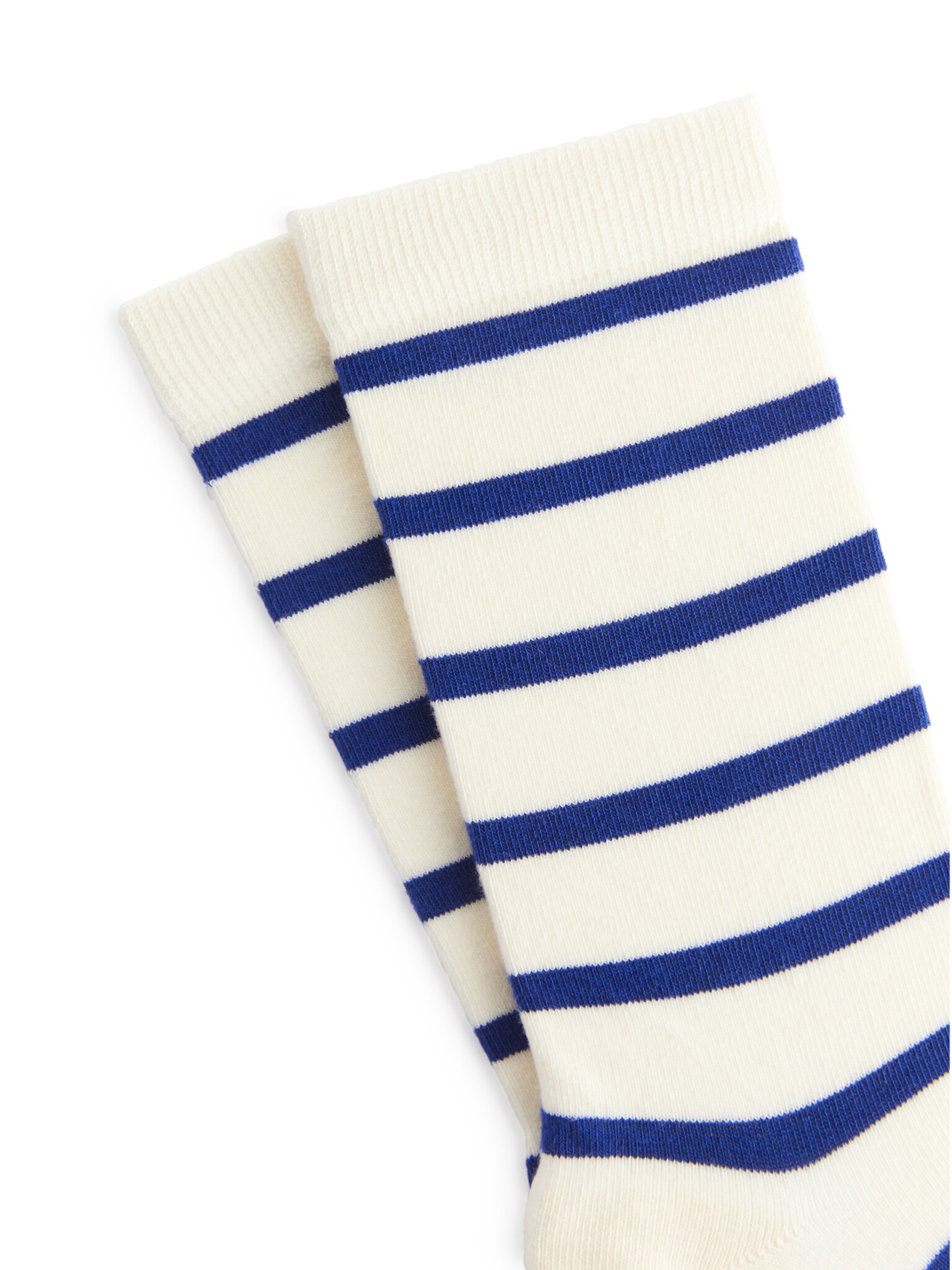 Chaussettes rayées en coton - Blanc/bleu - 3