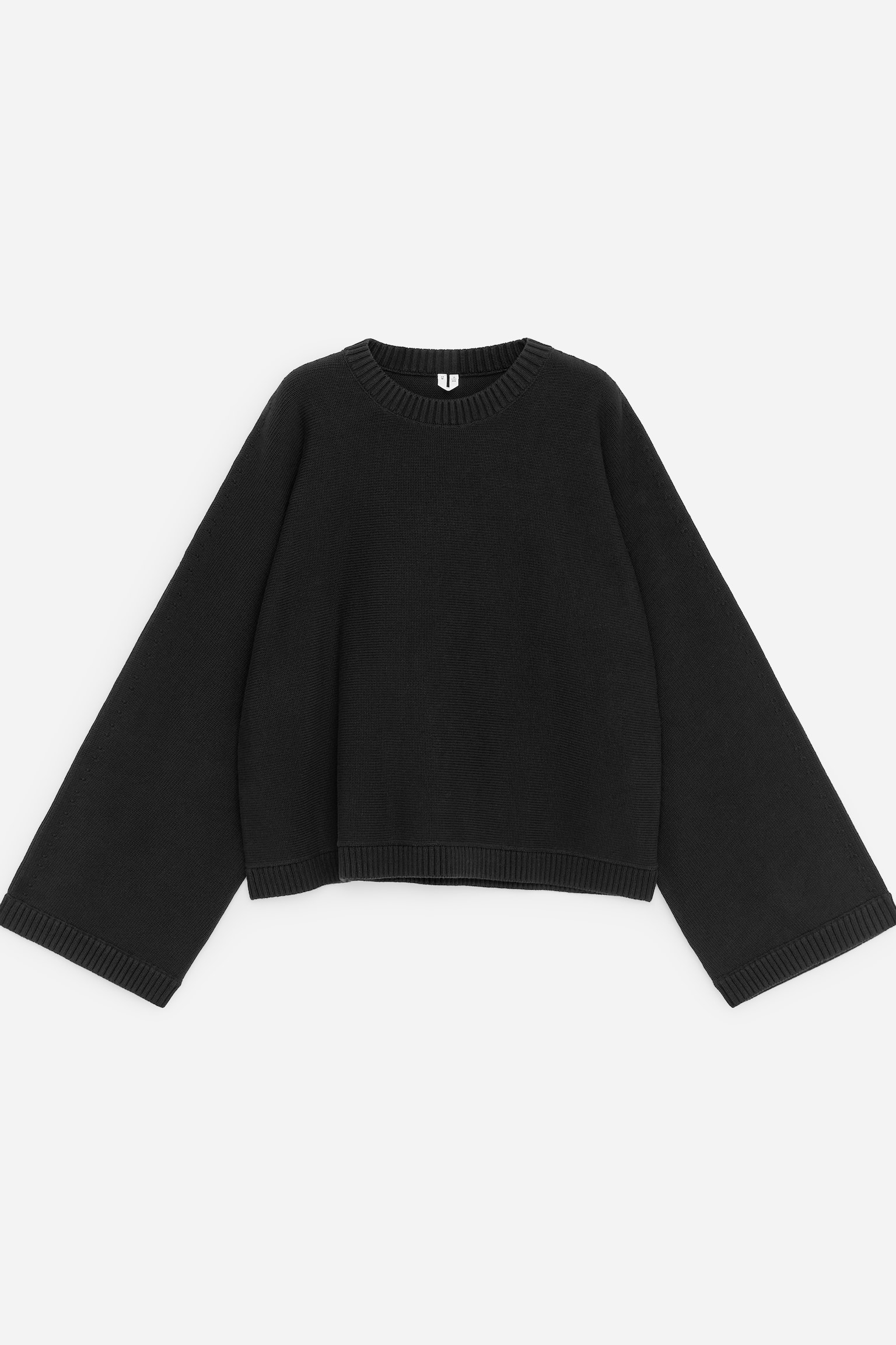 Pulover din bumbac cu decupaje - Negru/Crem - 2