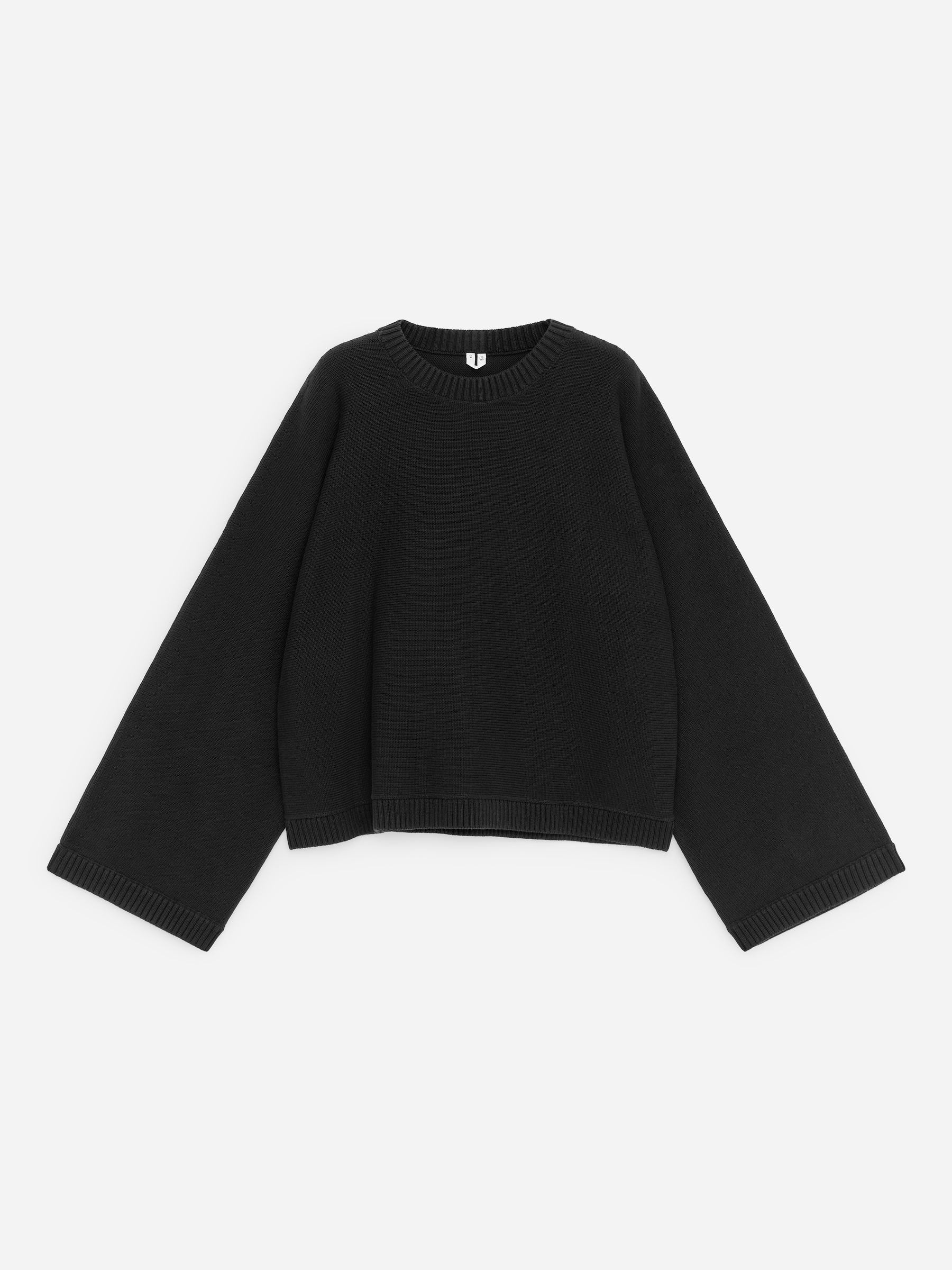 Pull en coton avec découpes - Noir - Loose fit - Femme - StillMedia/DescriptiveStillLife - 1