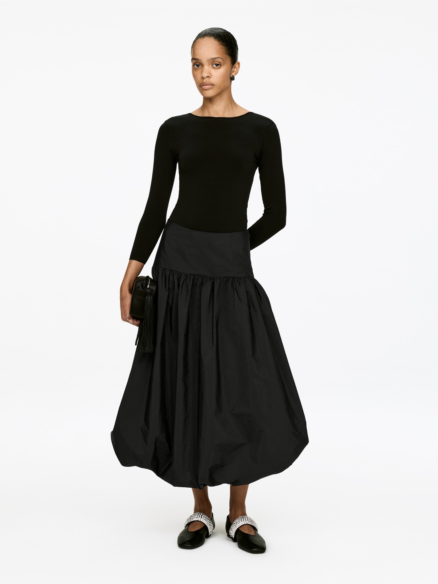 Jupe bouffante en taffetas - Noir/Rose - 1