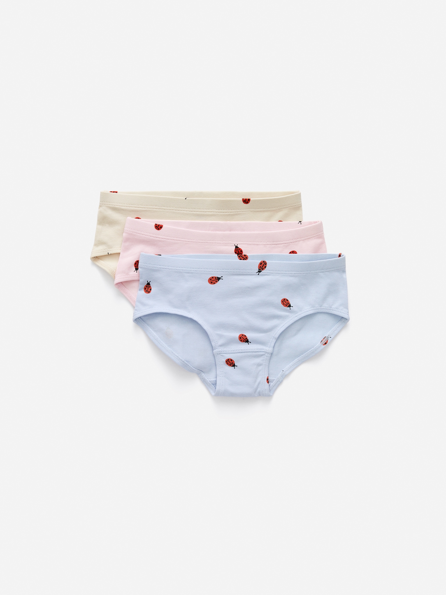 Slips aus Baumwolljersey, 3er-Set - Rosa/Blau/Beige/Rosa/Cremeweiß