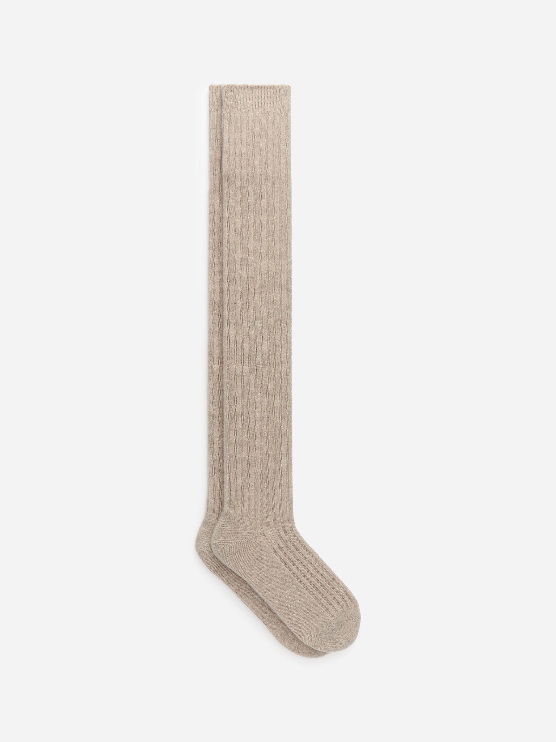 Cashmere-Blend Knee Socks-#F3EFE5-17546