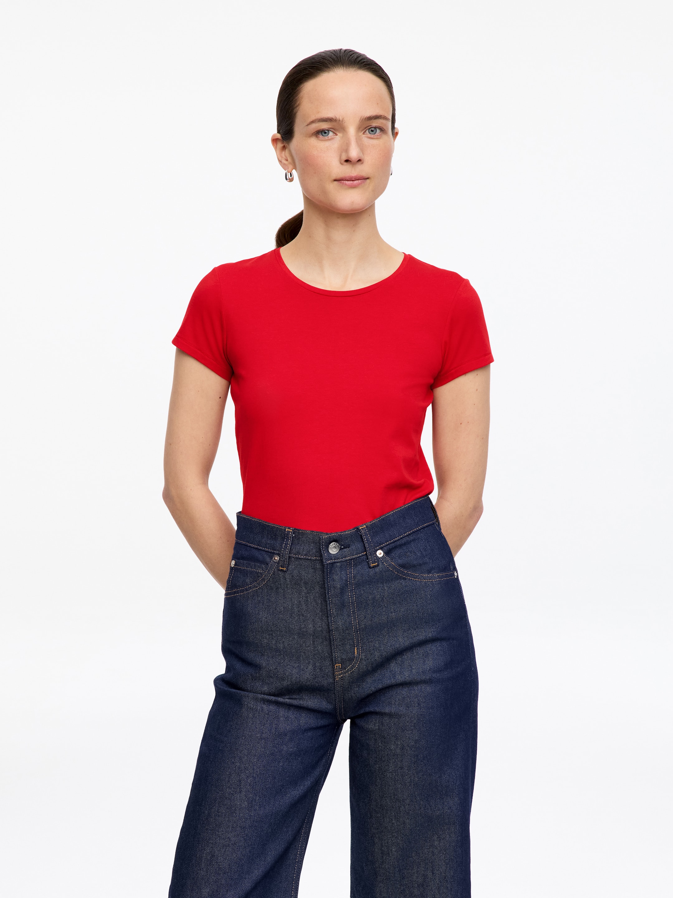 Slim Cap-Sleeve T-Shirt - Red - Slim fit - Women - StillMedia/Lookbook - 2
