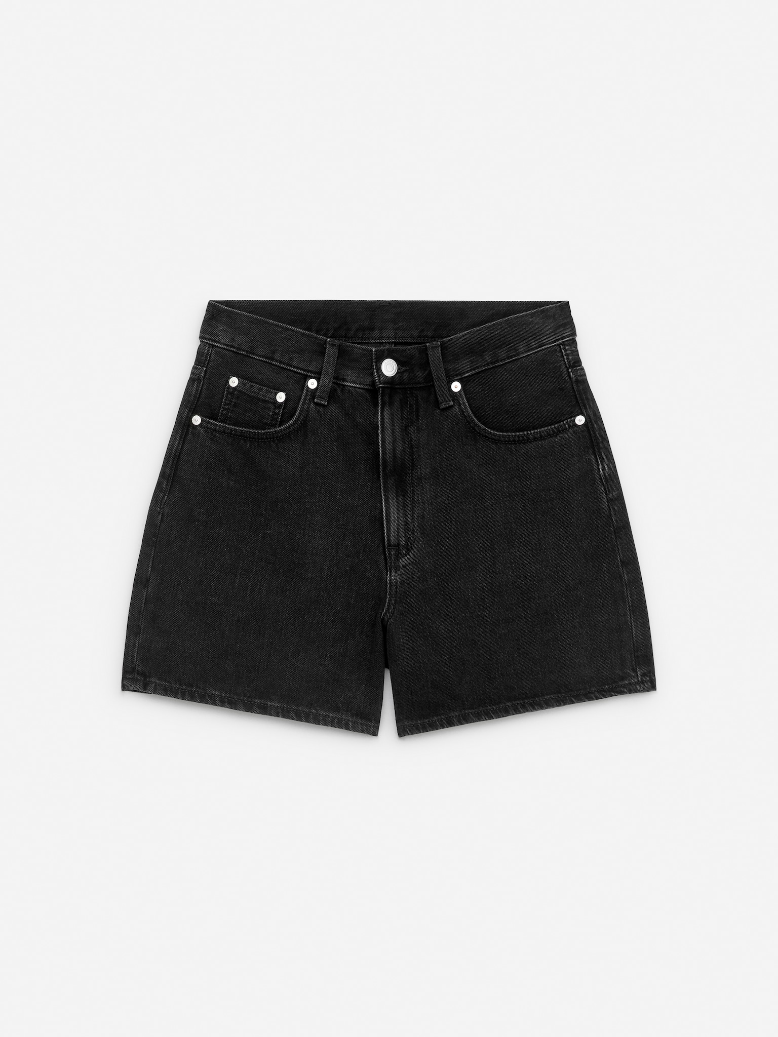 Denim Shorts - Black/Washed Blue/White - 2