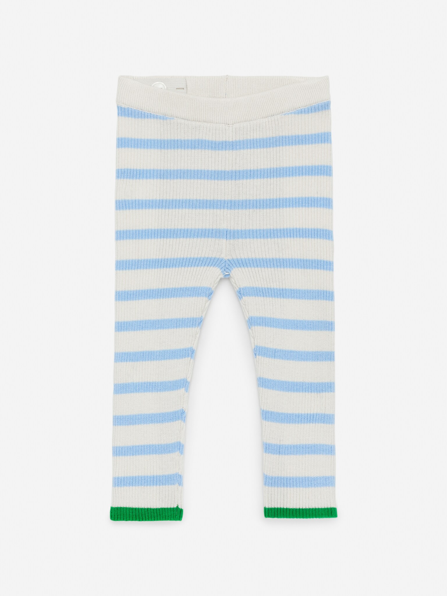 Leggings en maille côtelée pour nouveau-nés - Bleu/Écru/Vert