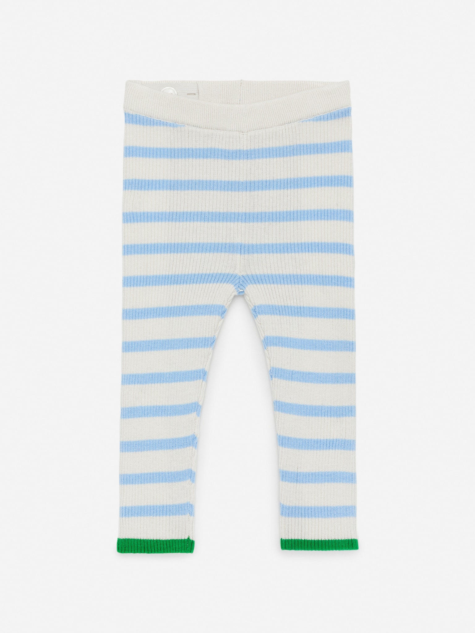 Rippstrickleggings für Neugeborene - Blau/Cremeweiß/Grün
