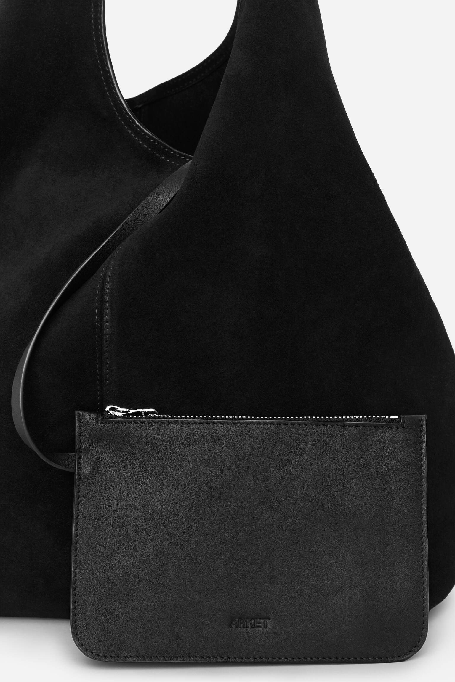 Soepele suède tas - Zwart - 7