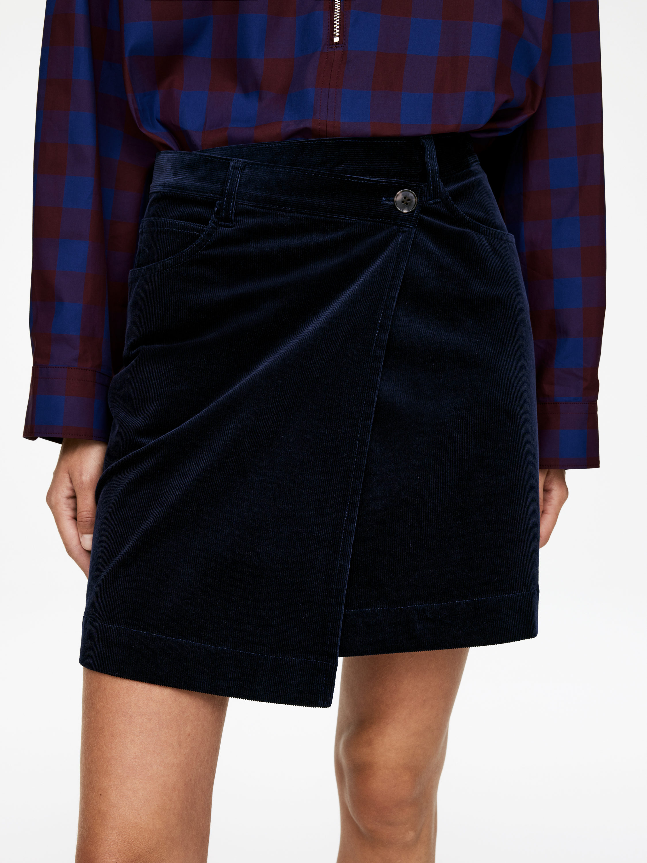 Corduroy Wrap Skirt - Dark Blue - Regular fit - Women - StillMedia/Lookbook - 11