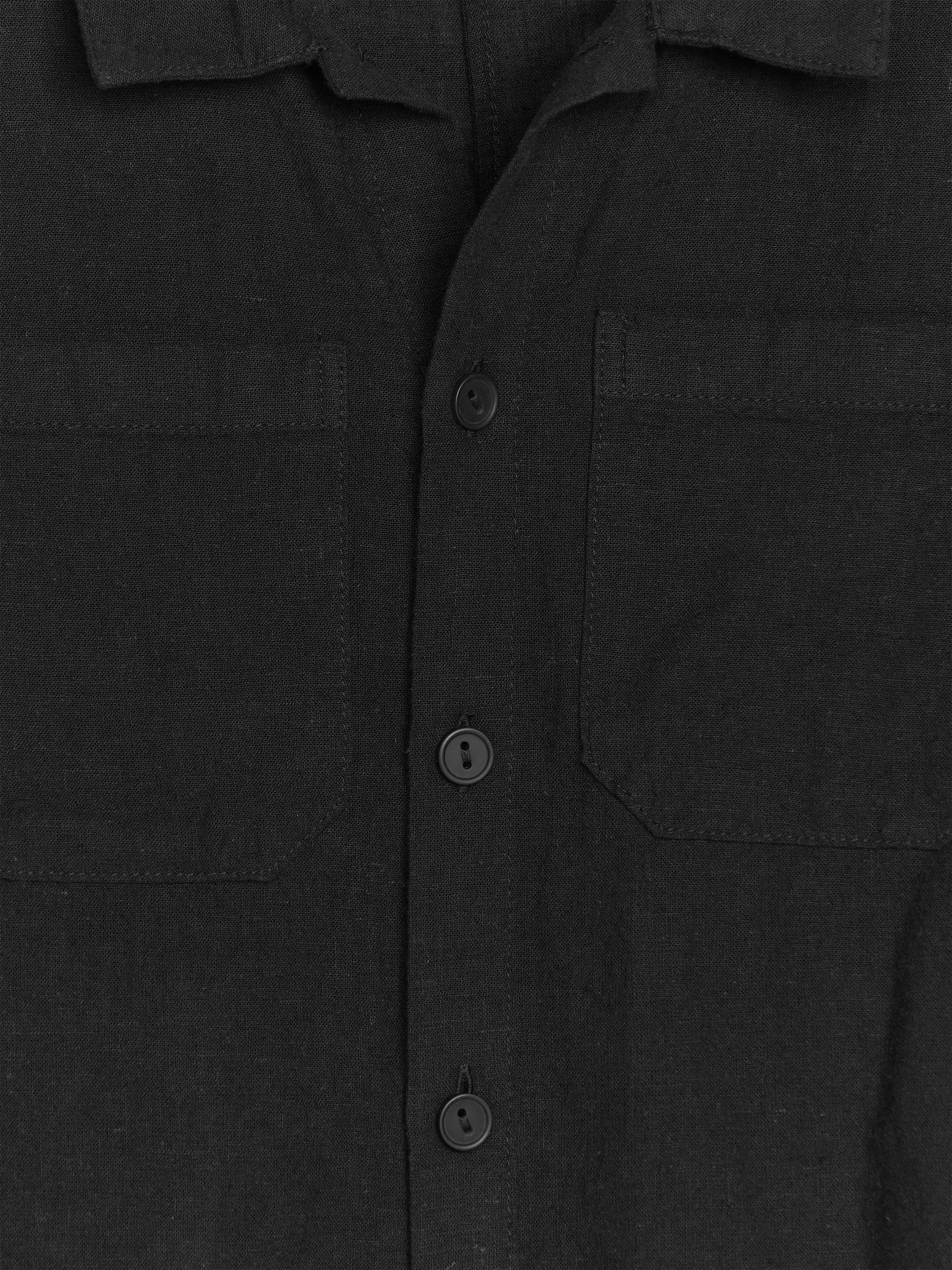 Linen Cotton Overshirt - Black - Relaxed fit - Children - StillMedia/DescriptiveDetail - 3