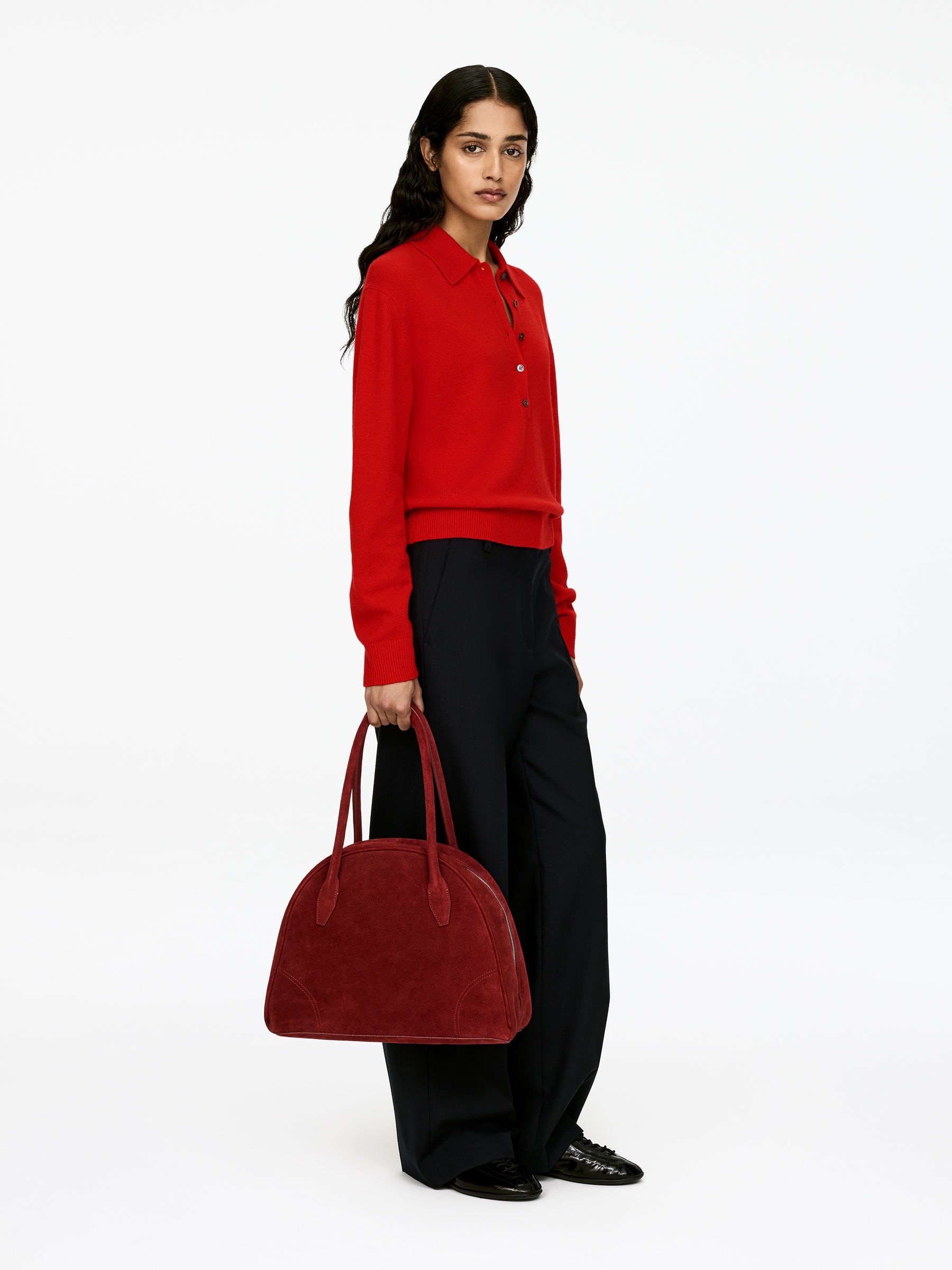 Polopullover aus Wolle - Rot - Loose Fit - Damen - StillMedia/Lookbook - 6