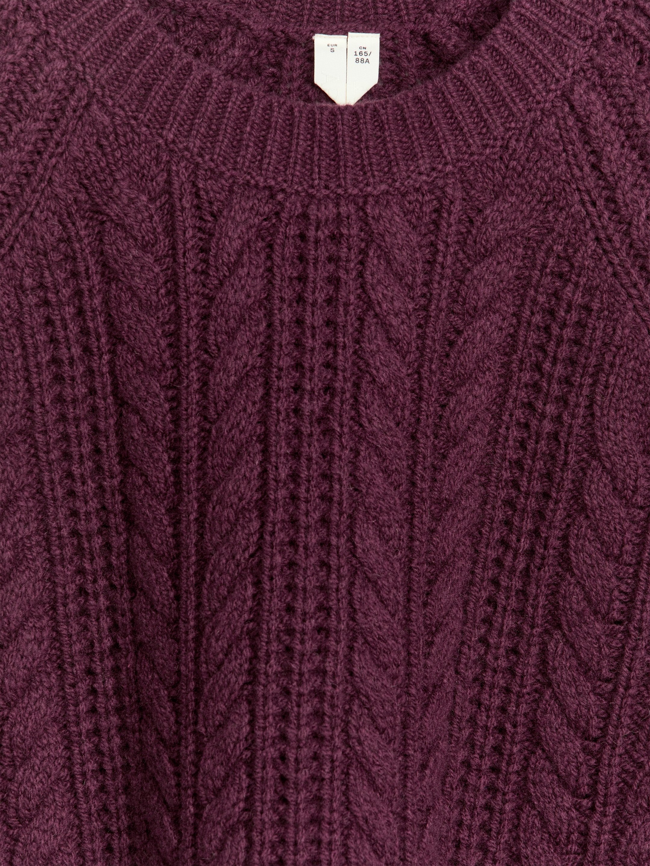 Kabelstickad tröja i ull - Mörkröd - Regular fit - Women - StillMedia/DescriptiveDetail - 2