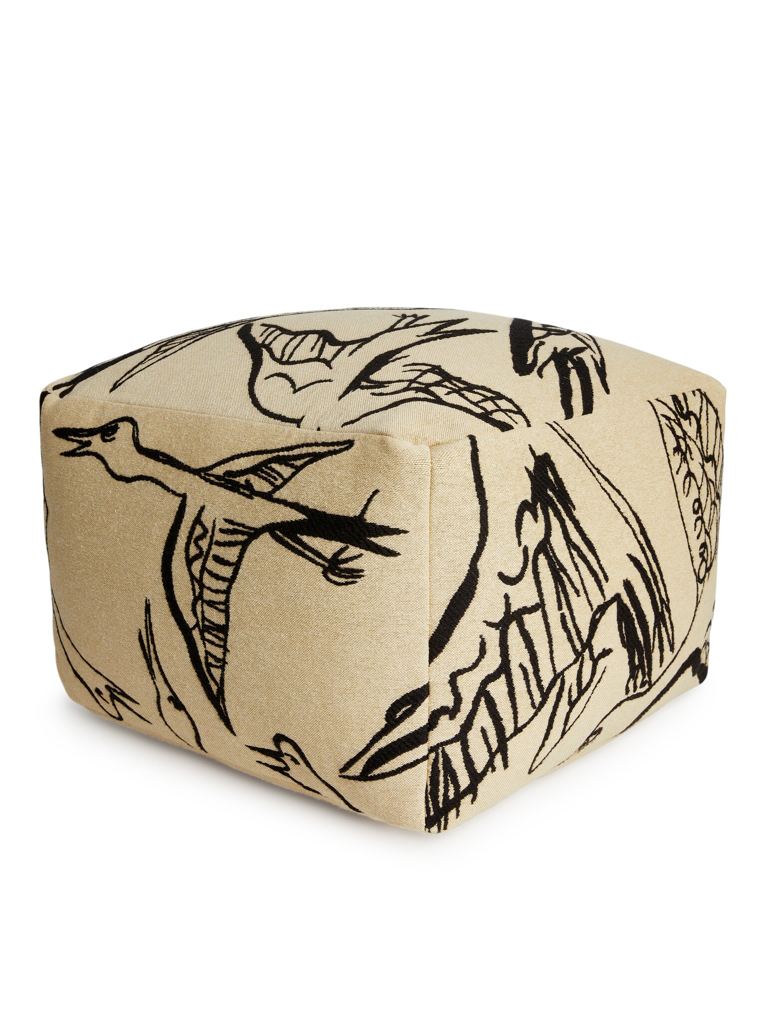 Cotton Wool Pouffe - Beige/Black