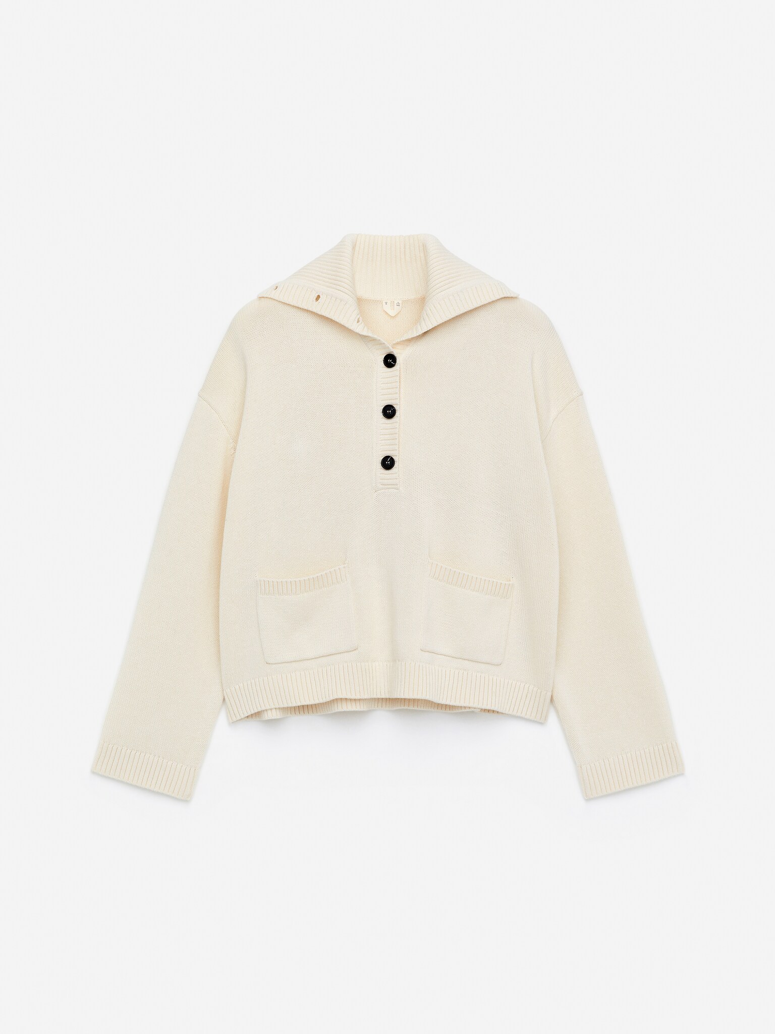 Pull à col montant - Beige clair/Noir - 2