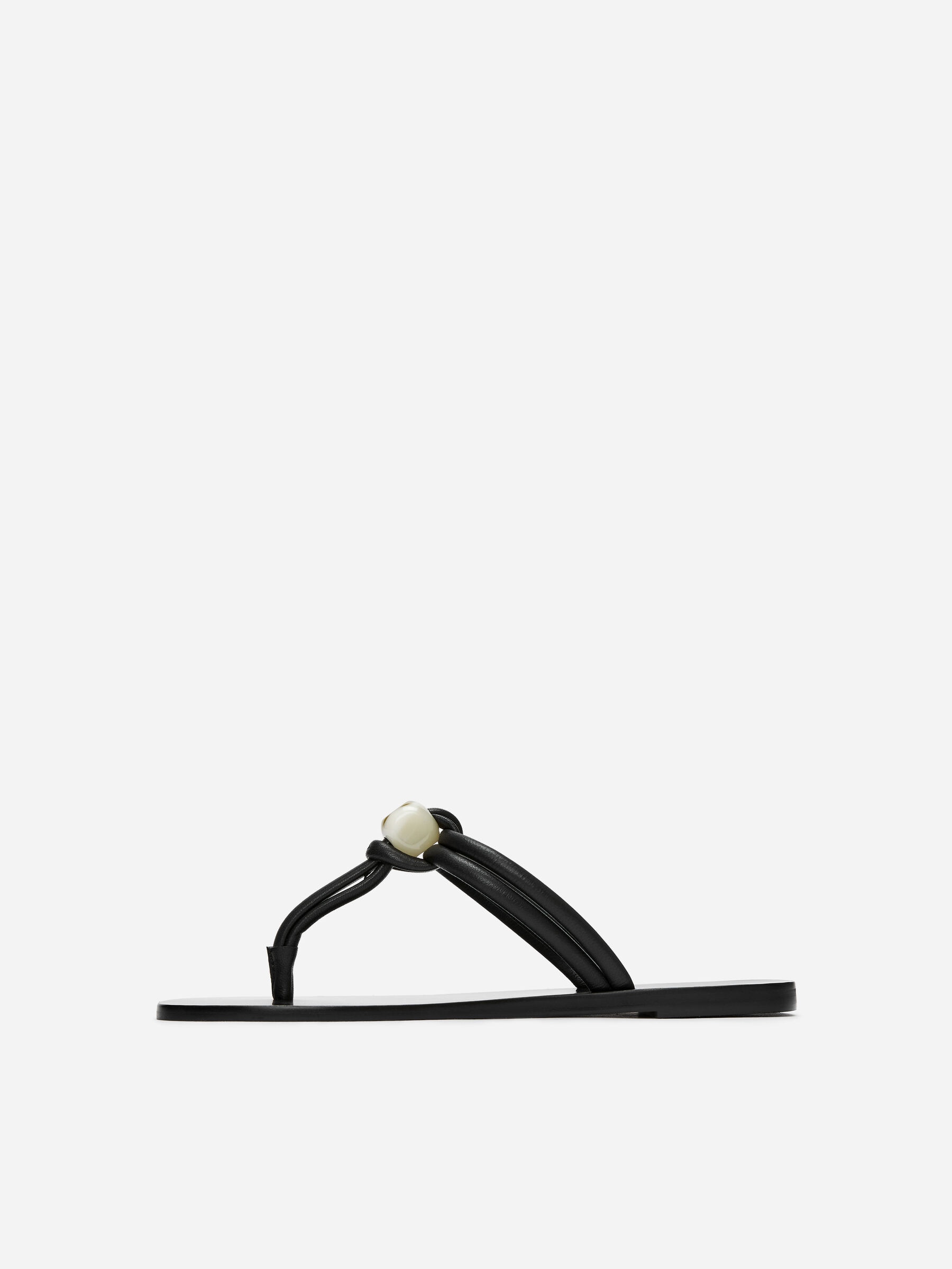 Beaded Leather Flip Flops - Black - Women - StillMedia/DescriptiveStillLife - 6