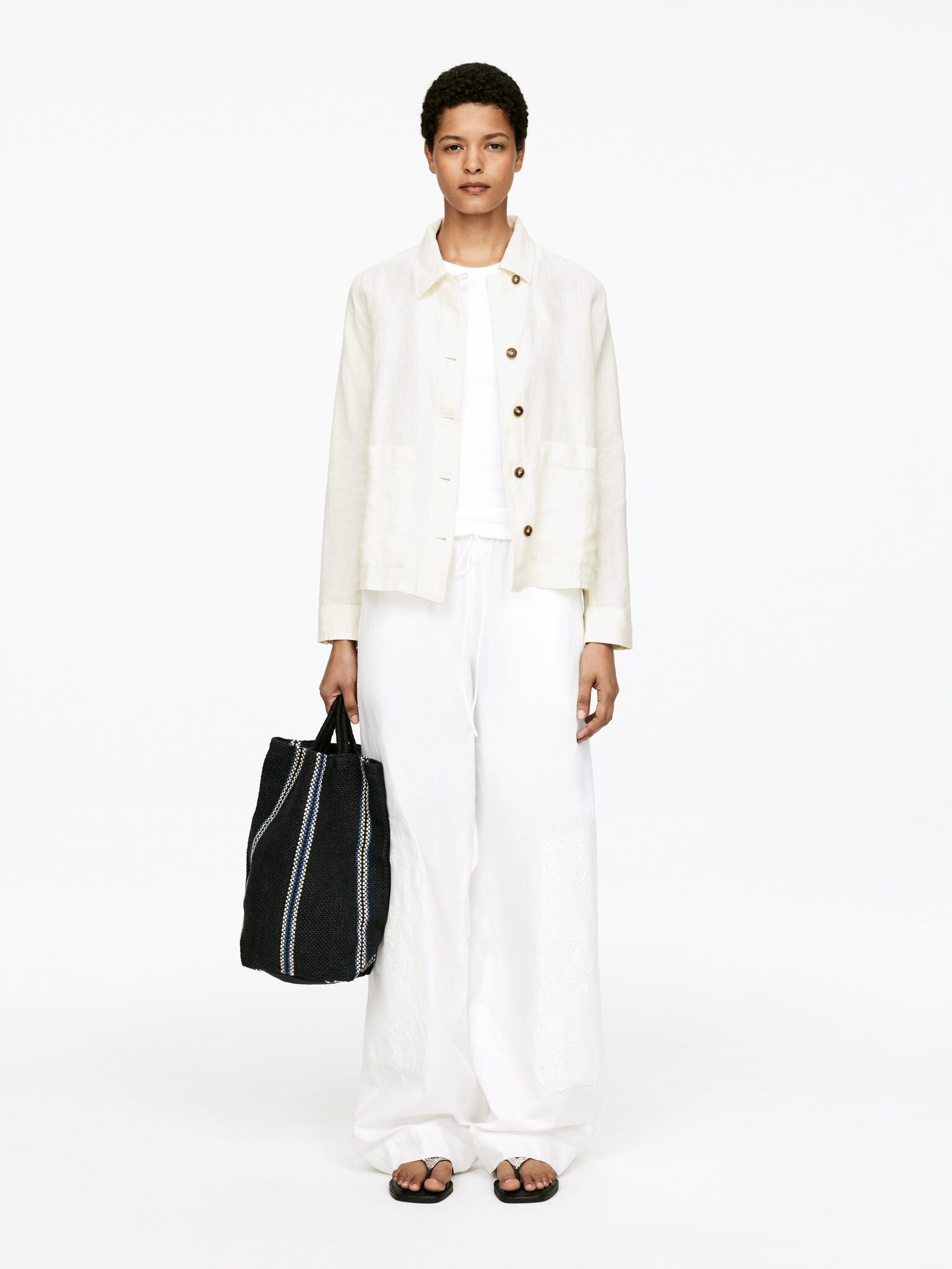 Overshirt in lino - Bianco