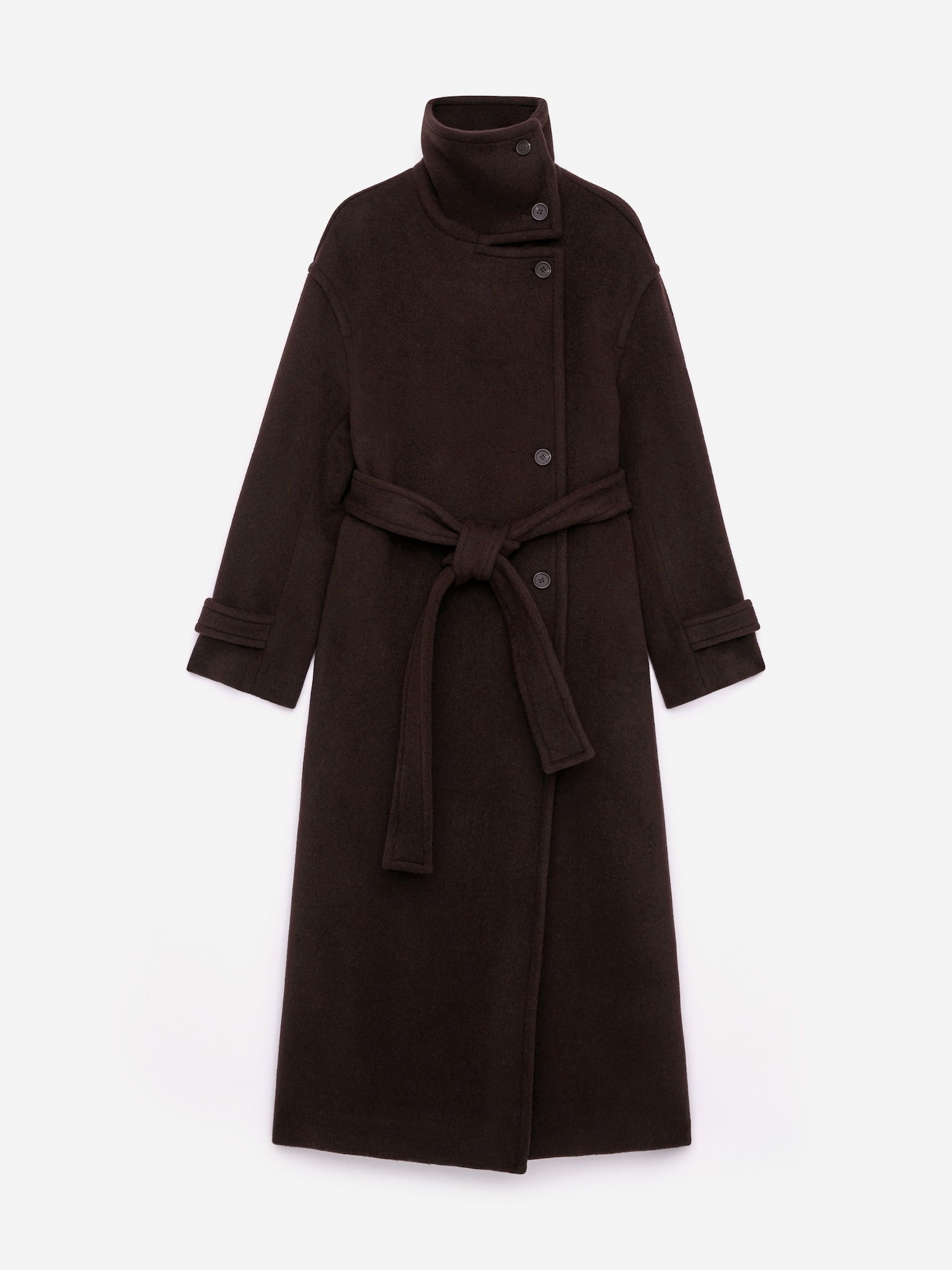 Manteau surdimensionné en laine mélangée - Marron foncé/Noir - 3