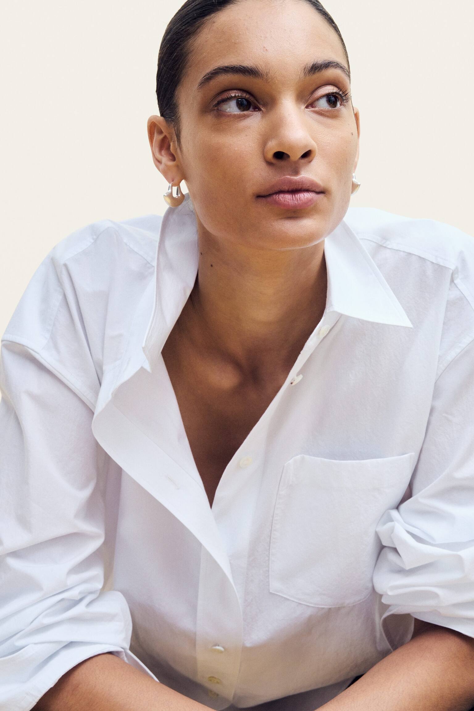 Bawełniana koszula - Biały/Jasnoniebieski/Jasnoturkusowy - 4