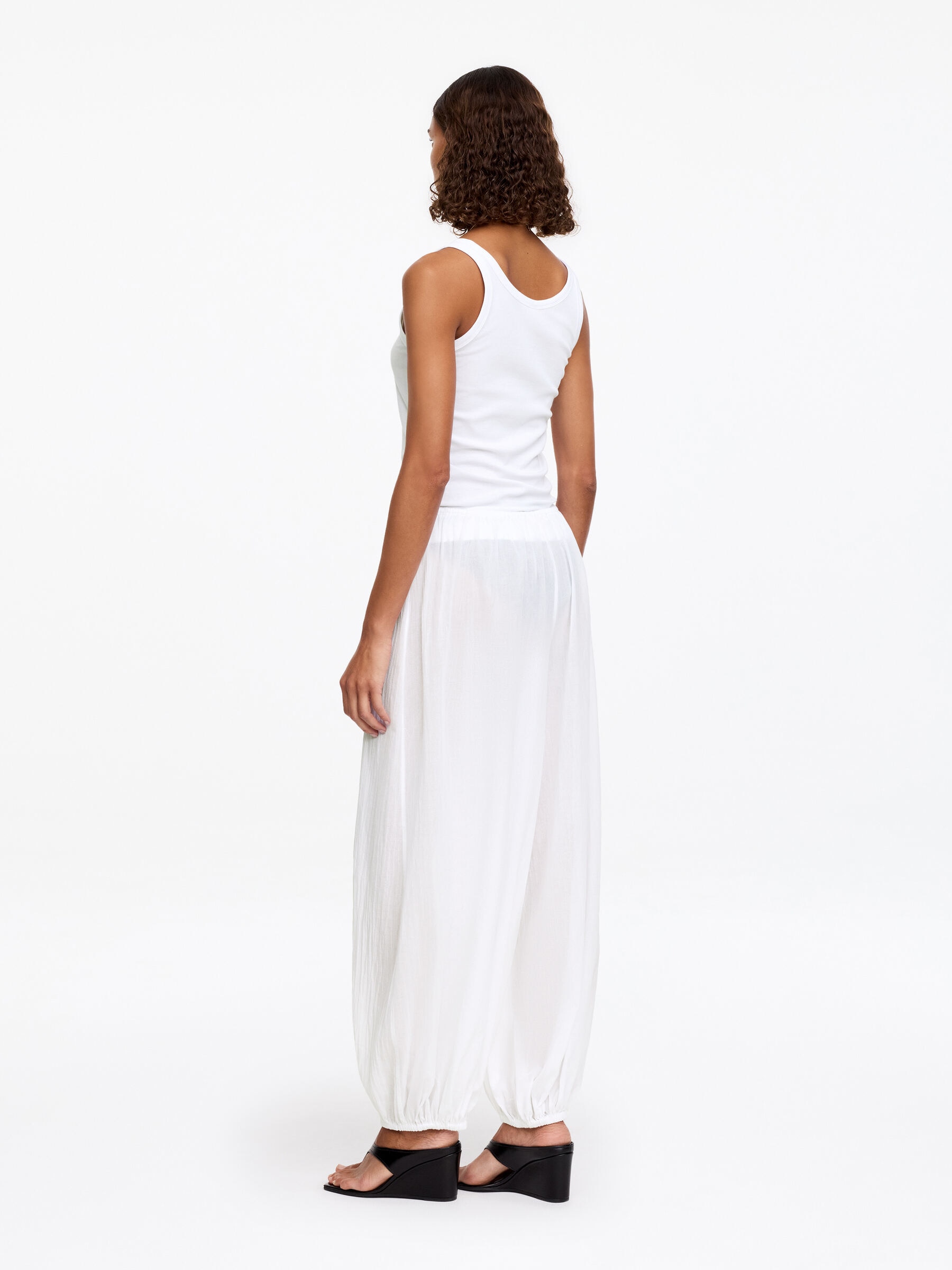 Ballongbyxor i bomull - Vit - Loose fit - Women - StillMedia/Lookbook - 2