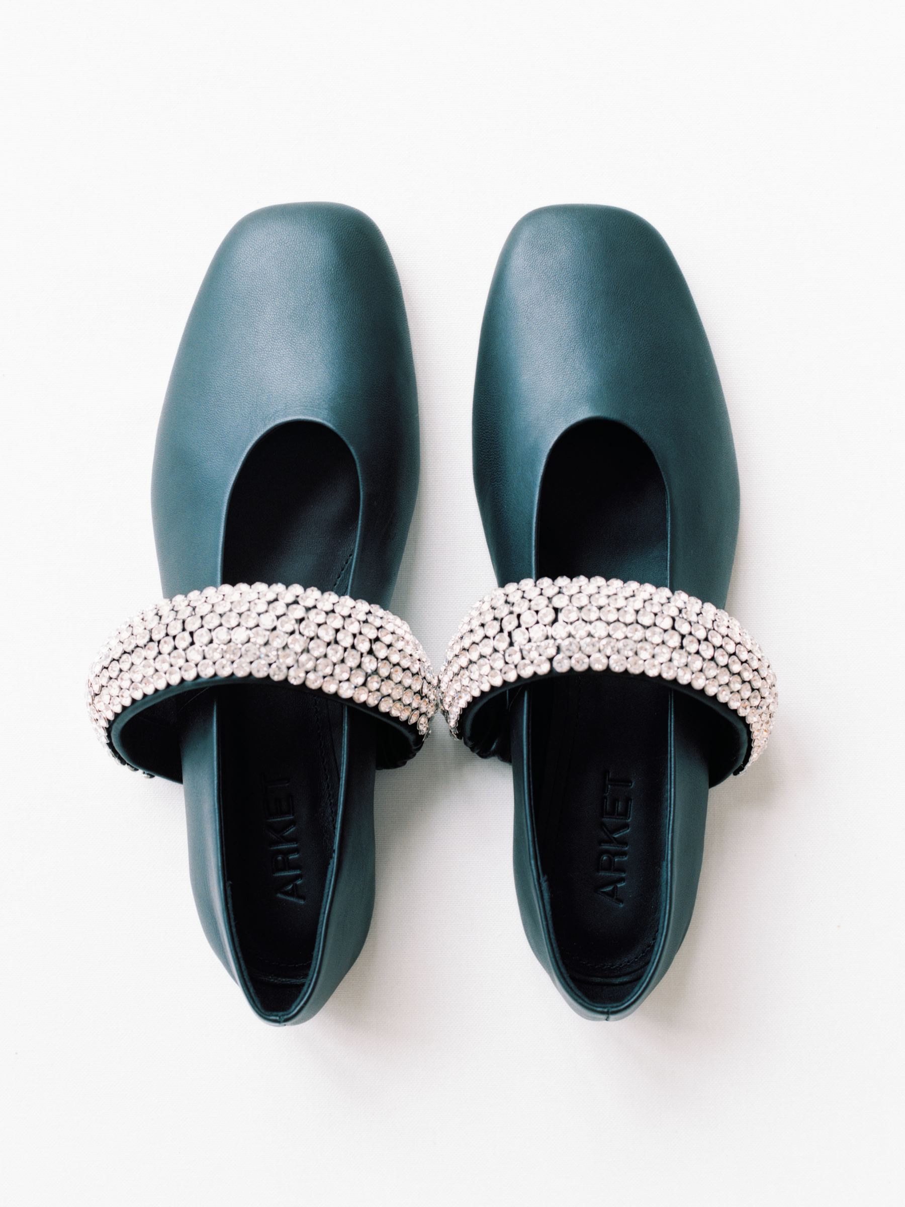 Rhinestone Leather Flats - Black - Women - StillMedia/Environmental - 1