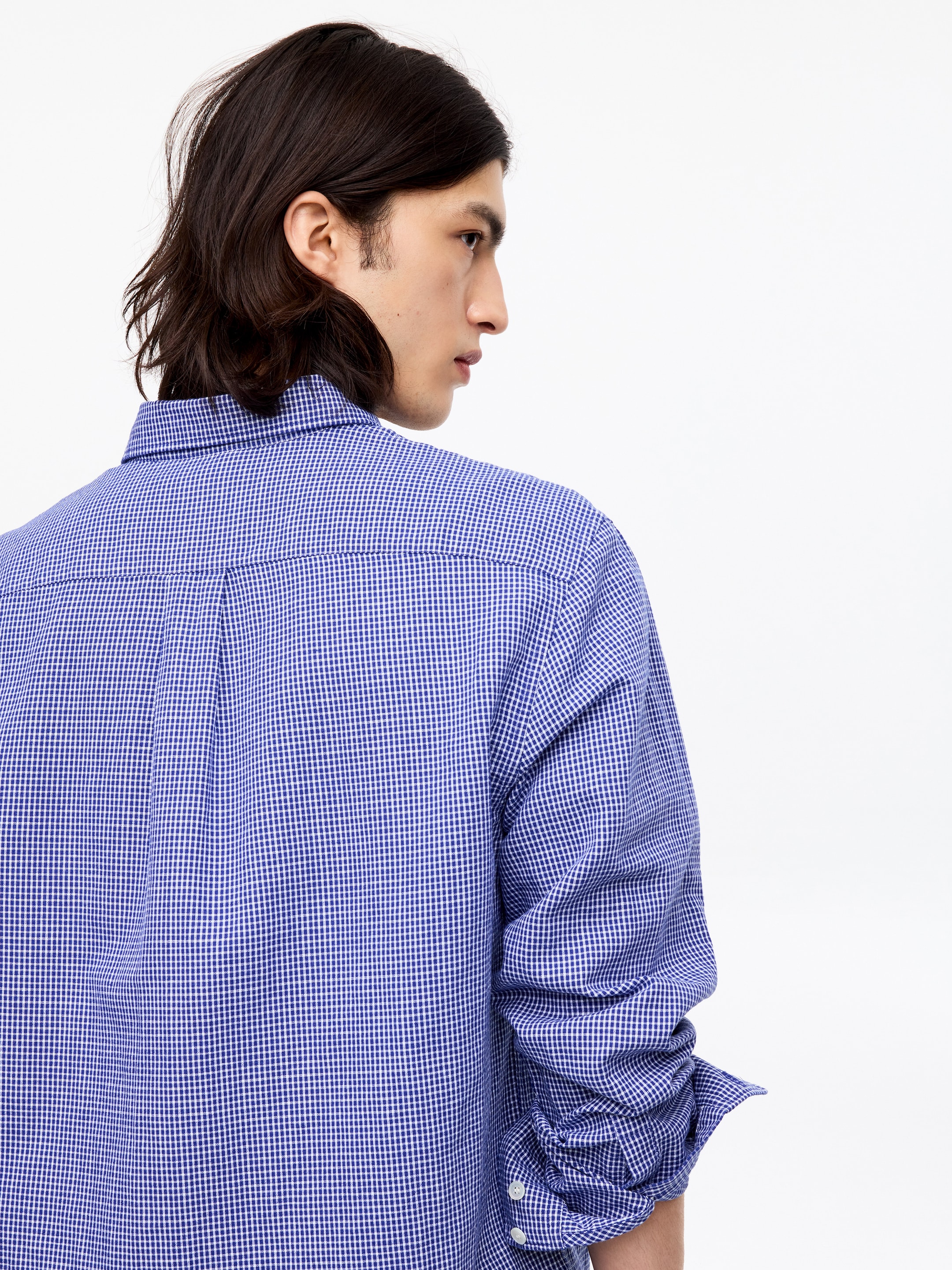 Relaxed Cotton Linen Shirt - Blue/Checkered - Relaxed fit - Men - StillMedia/Lookbook - 2