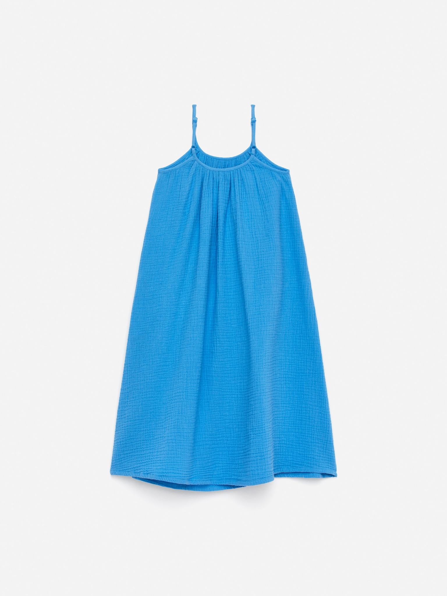Trägerkleid aus Musselin - Blau/Rosa - 3