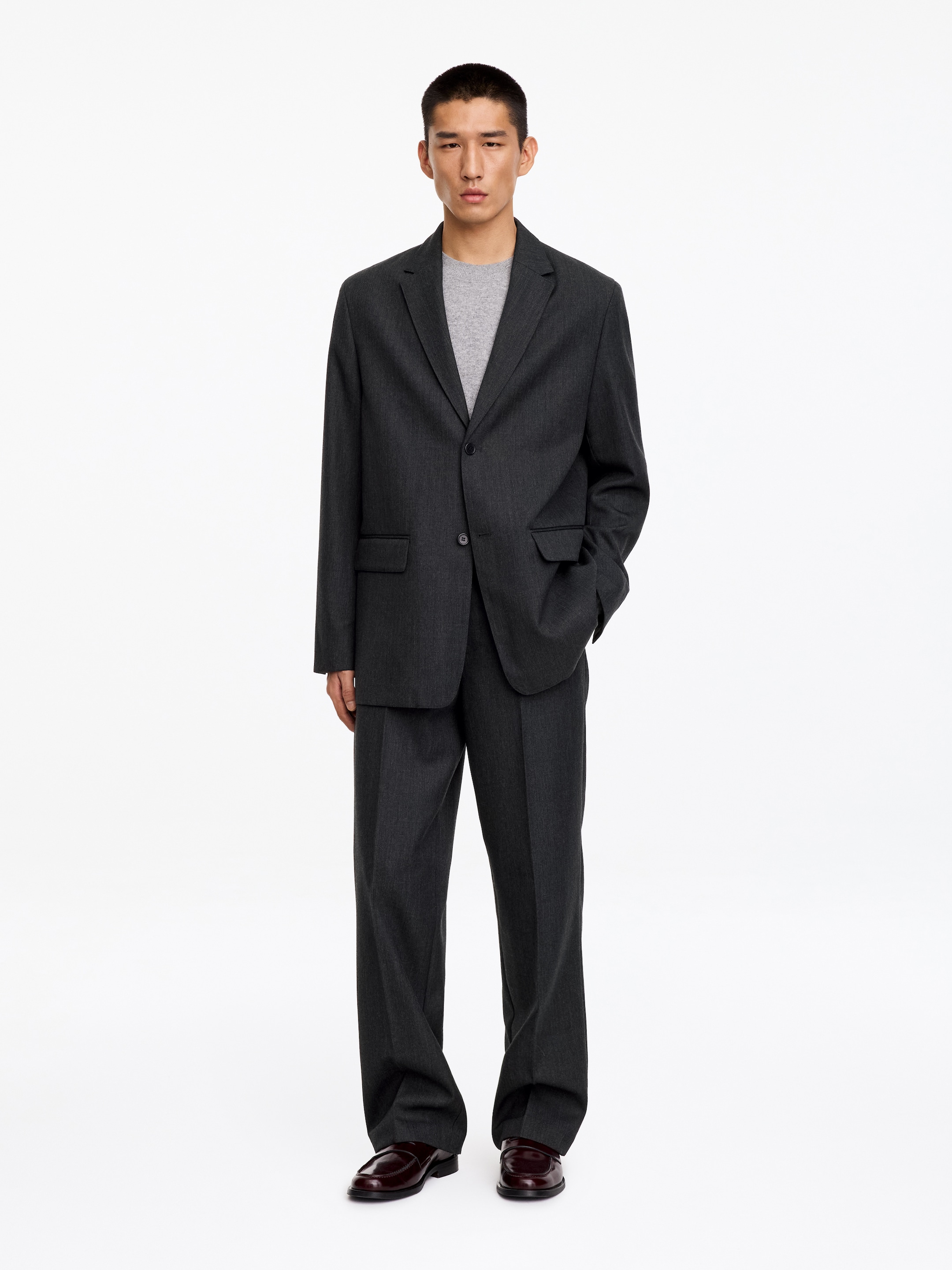 Blazer in lana-Grey-20545