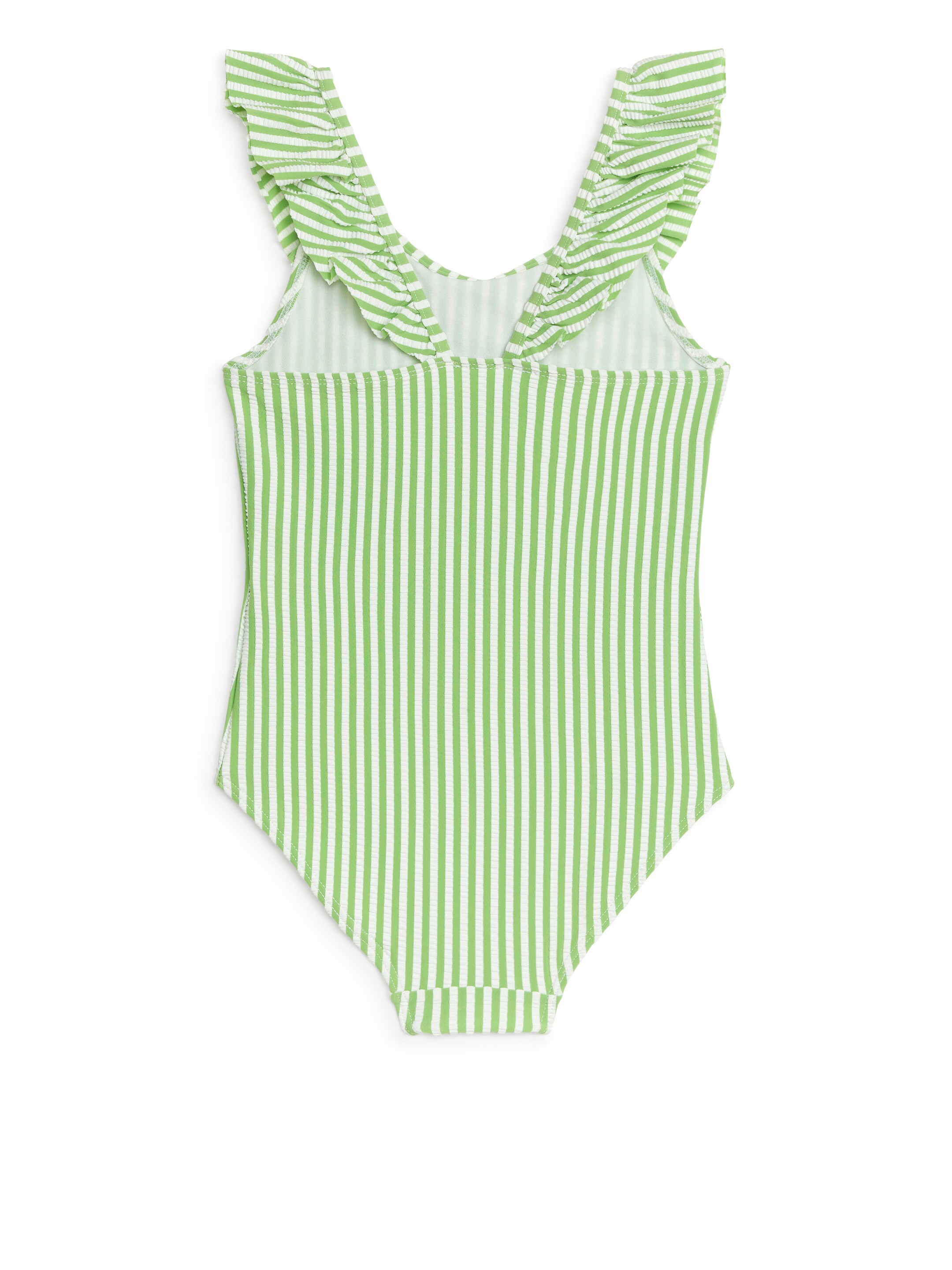 View larger image: Seersucker Frill Swimsuit - White/Green - Kids | H&M GB 2