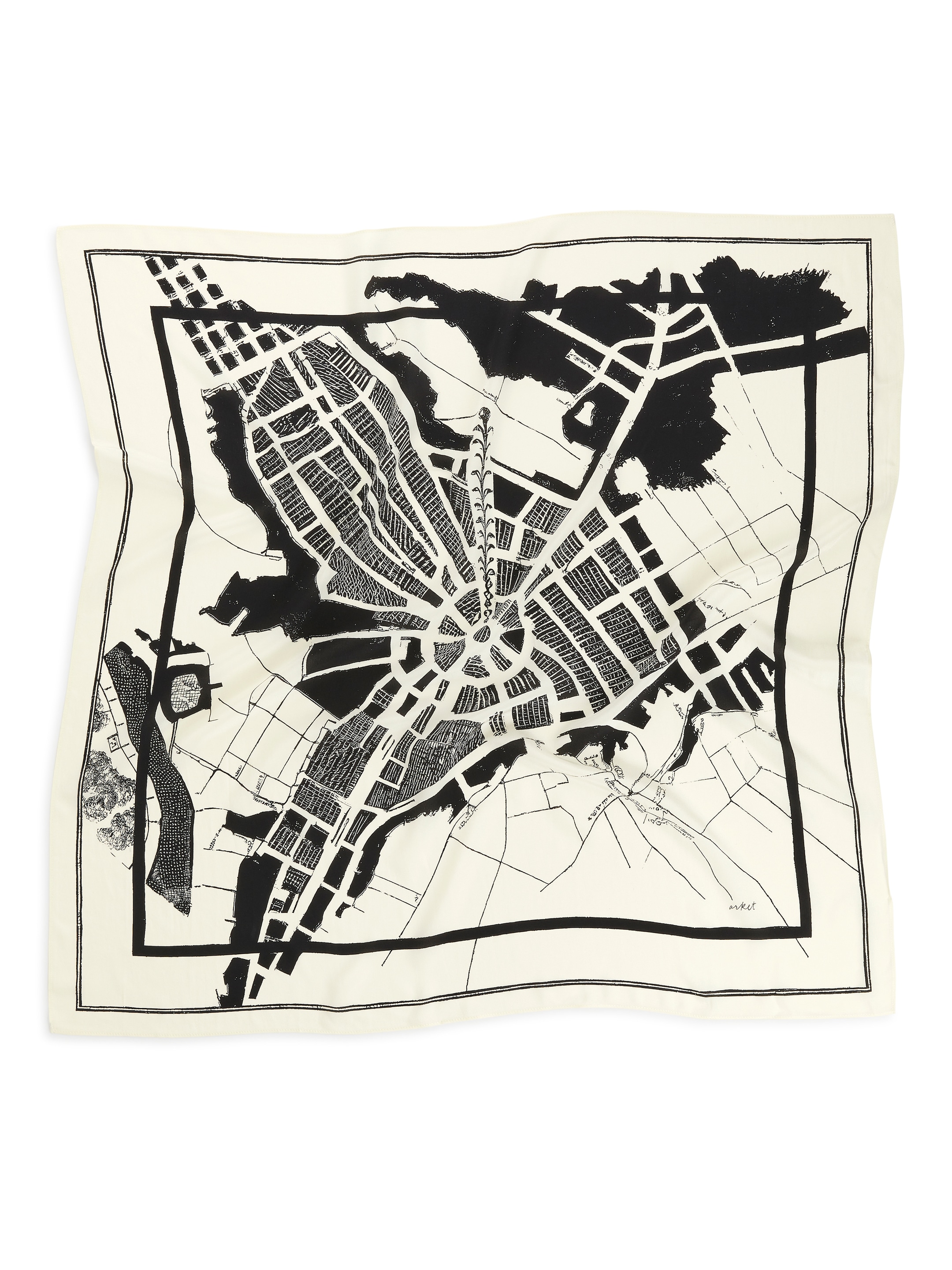 Zobacz większy obraz: Printed Silk Scarf - Złamana biel/Czarny - ONA | H&M PL 2