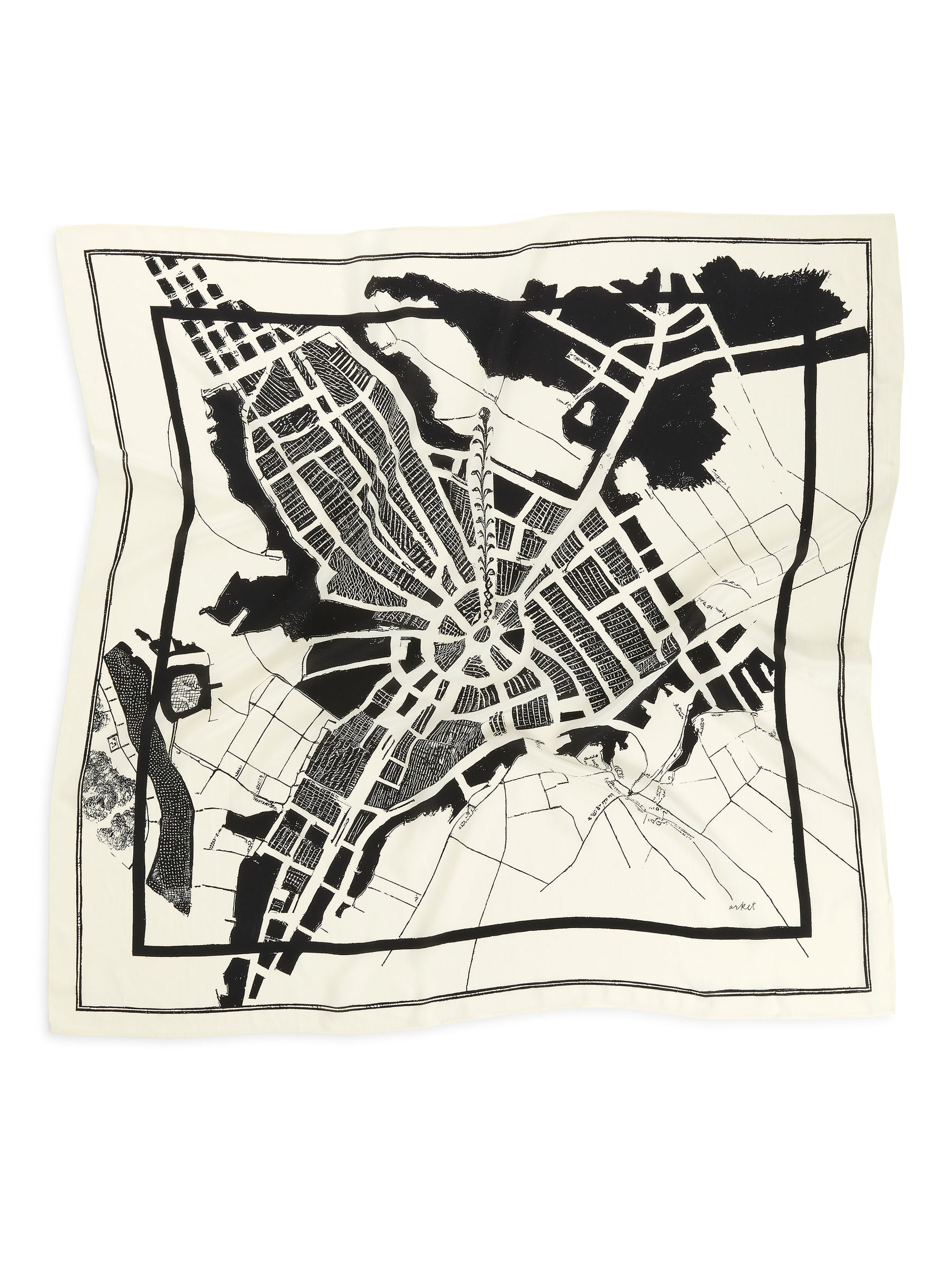 Printed Silk Scarf - Off White/Black - Women - StillMedia/DescriptiveStillLife - 2