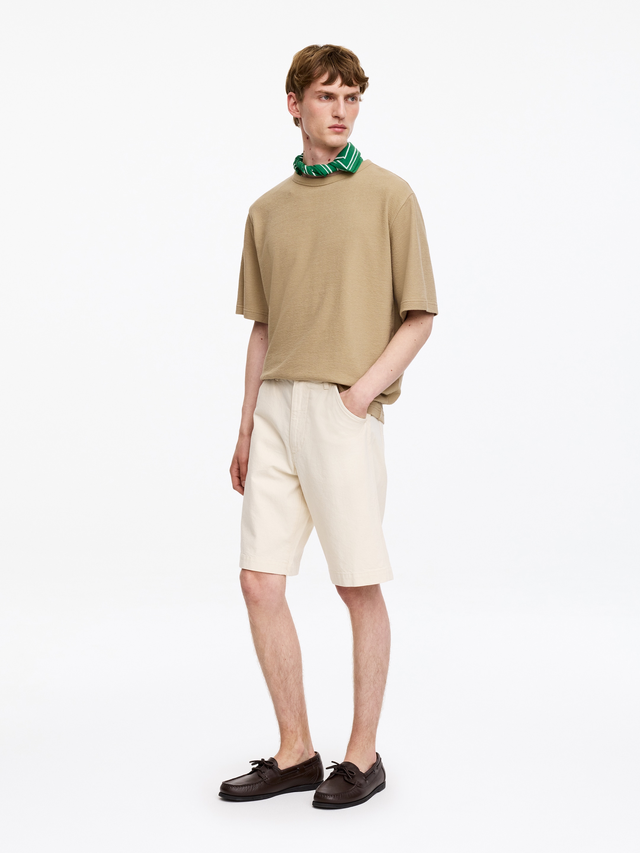 Relaxed Bouclé T-Shirt - Beige - Loose fit - Men - StillMedia/Lookbook - 2